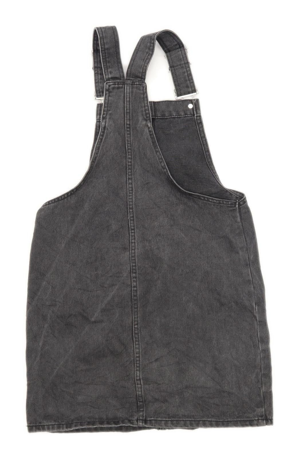 Denim Co Womens Size 6 Denim Black Dungaree Dress (Regular)