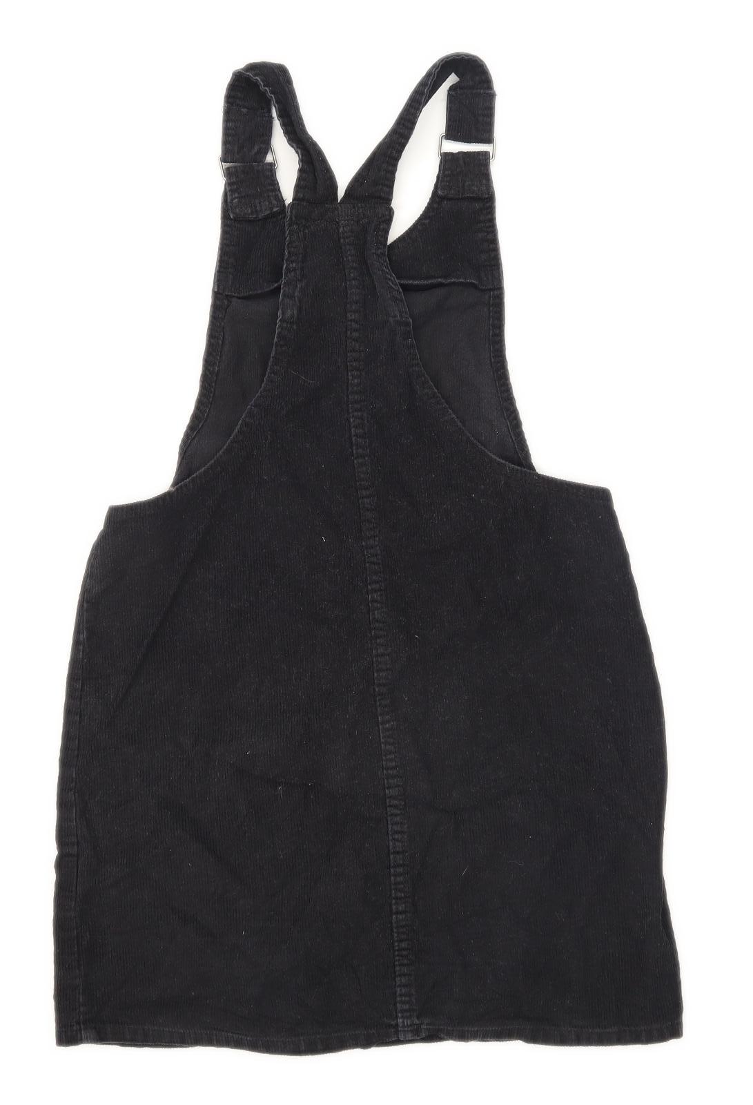 Denim Co Womens Size 8 Corduroy Strappy Black Dungaree Dress (Regular)