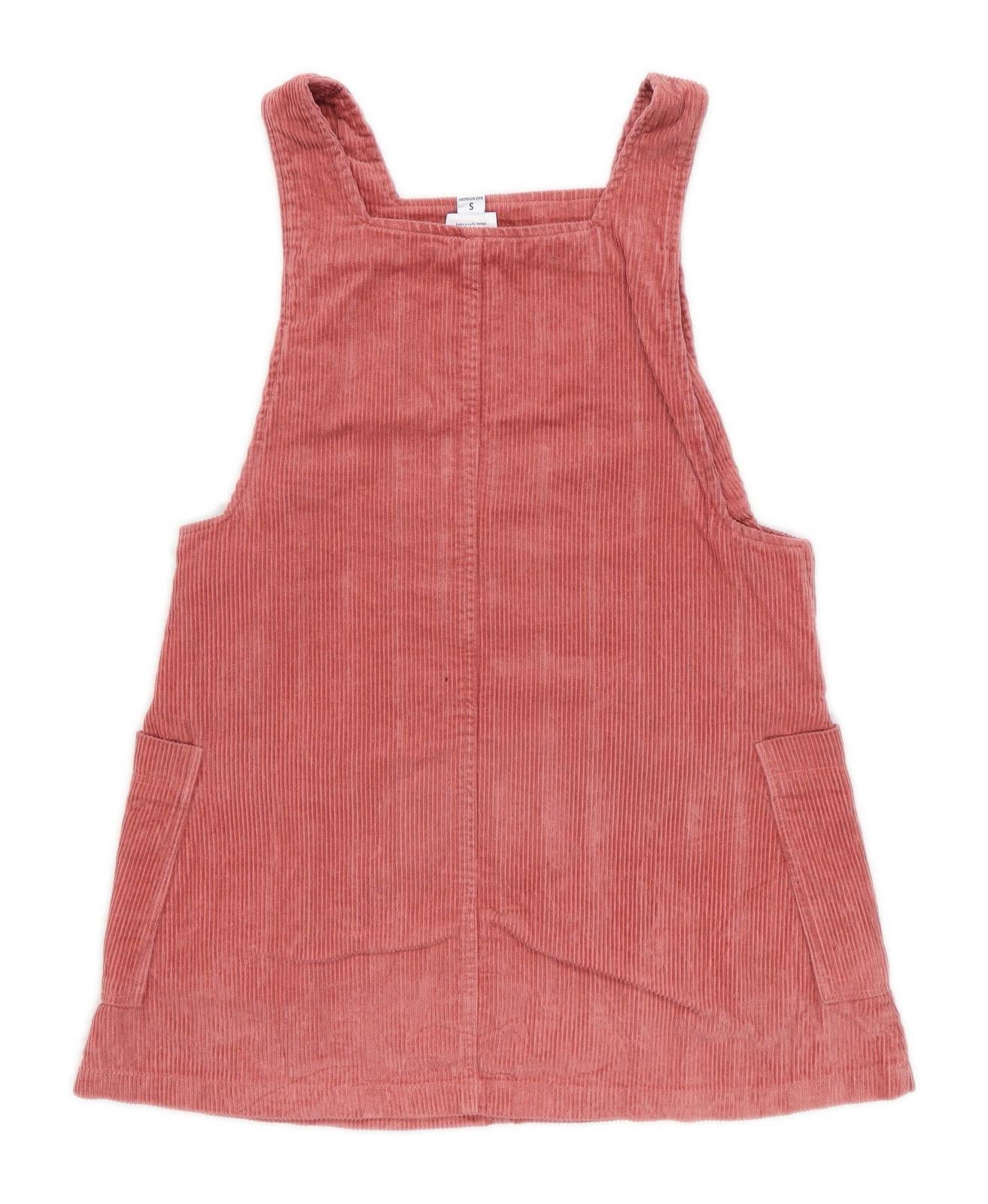 BDG Womens Size S Cotton Blend Pink Pinafore Dress (Regular)