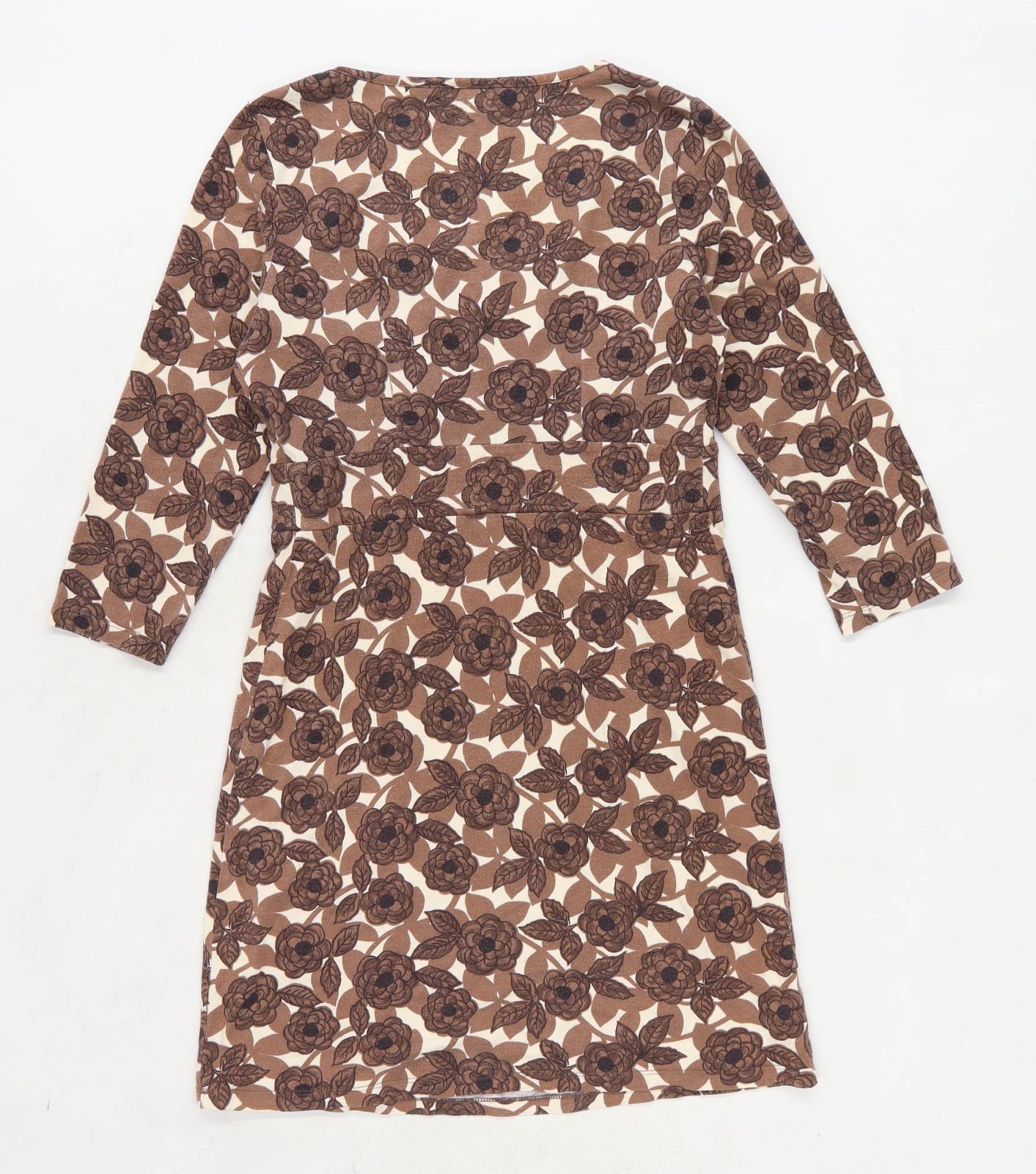 Boden Womens Size 8 Floral Modal Blend Brown Dress (Regular)
