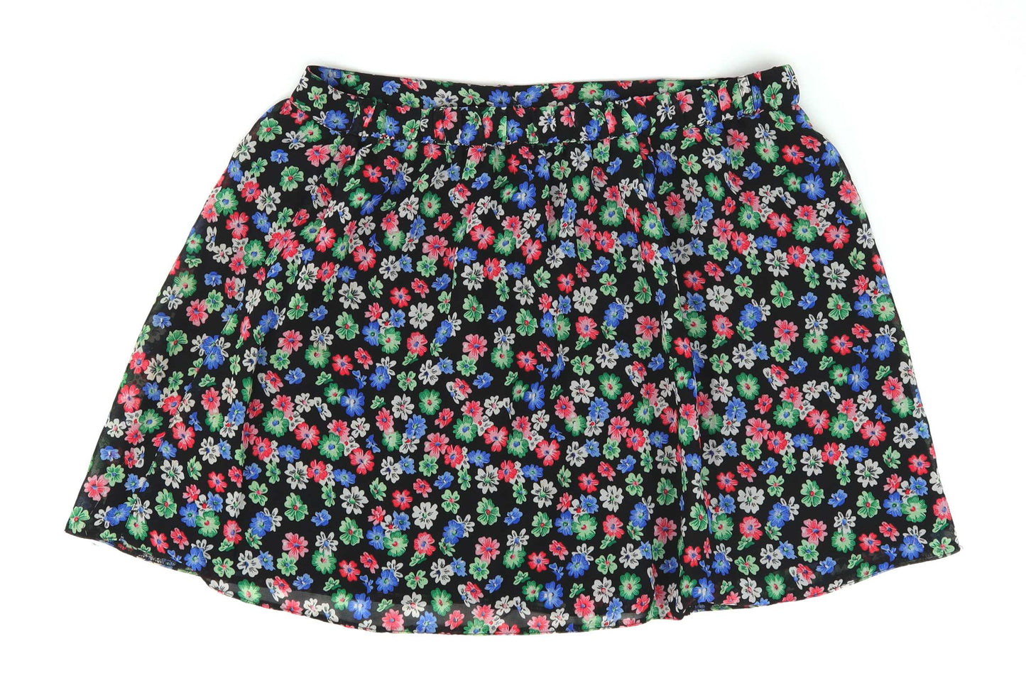 Atmosphere Womens Size 14 Black Lined Button-Up Floral Skirt (Regular)