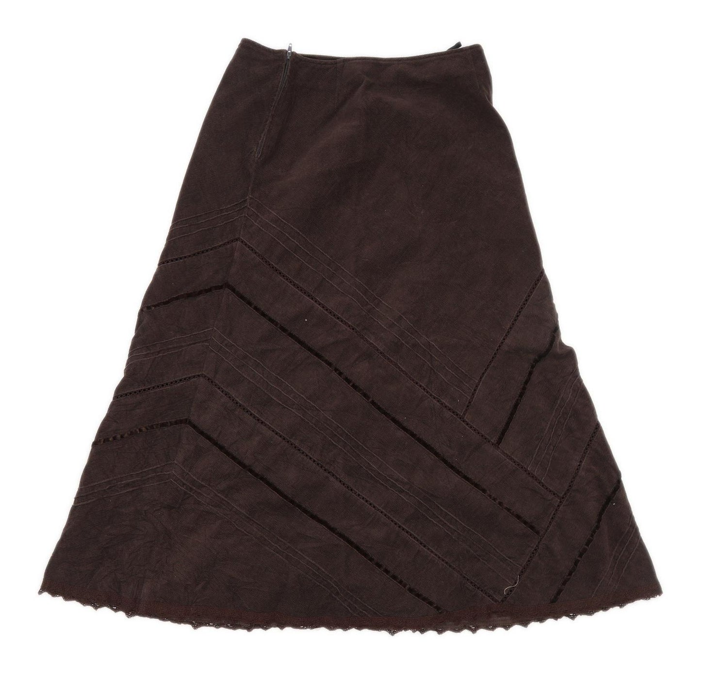 Marks & Spencer Womens Size 10 Corduroy Textured Brown Flare Skirt (Regular)