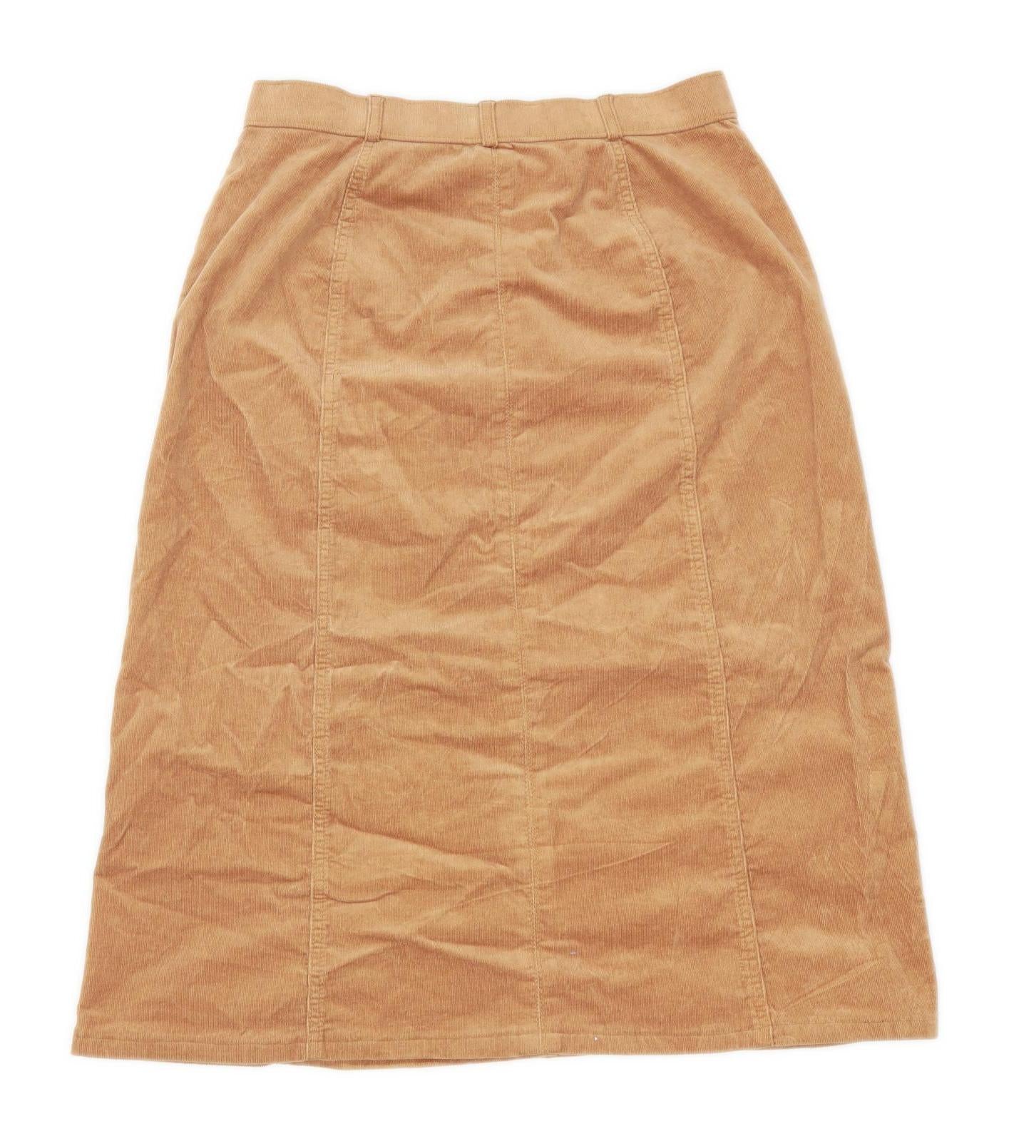 Marks & Spencer Womens Size 10 Corduroy Brown A-Line Skirt (Regular)