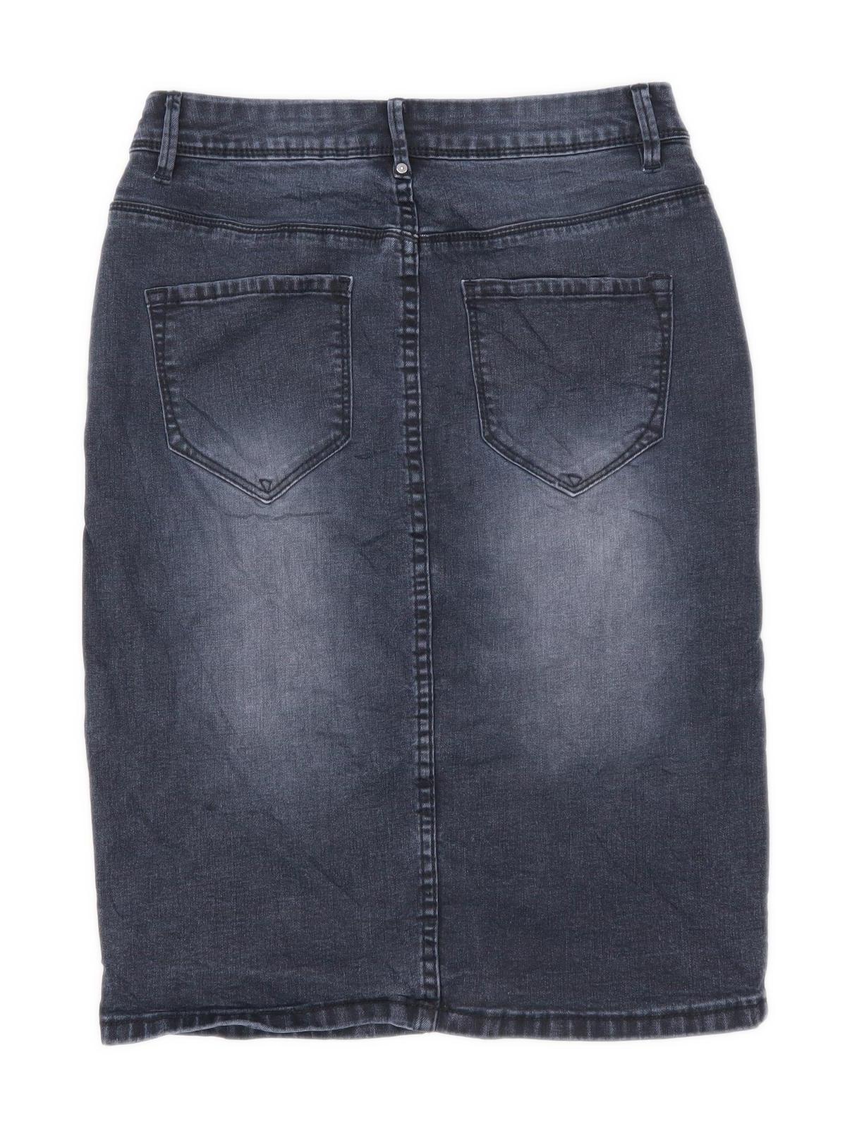Ichi Womens Size W26 Denim Black Pencil Skirt (Regular)