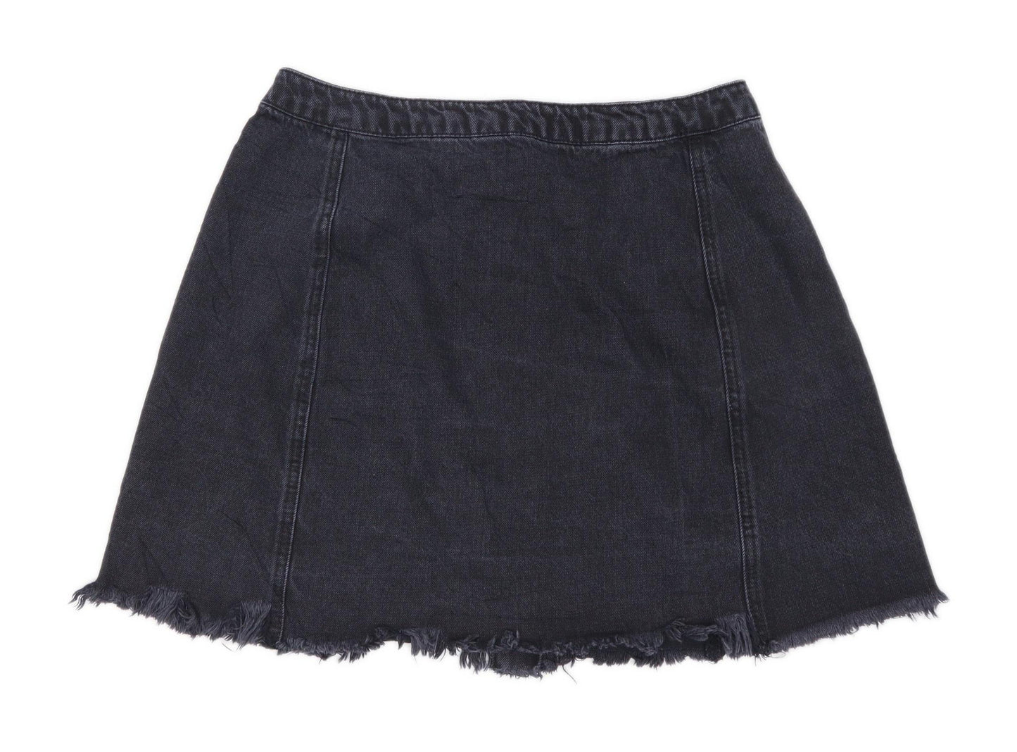 Missguided Womens Size 12 Denim Black A-Line Skirt (Regular)