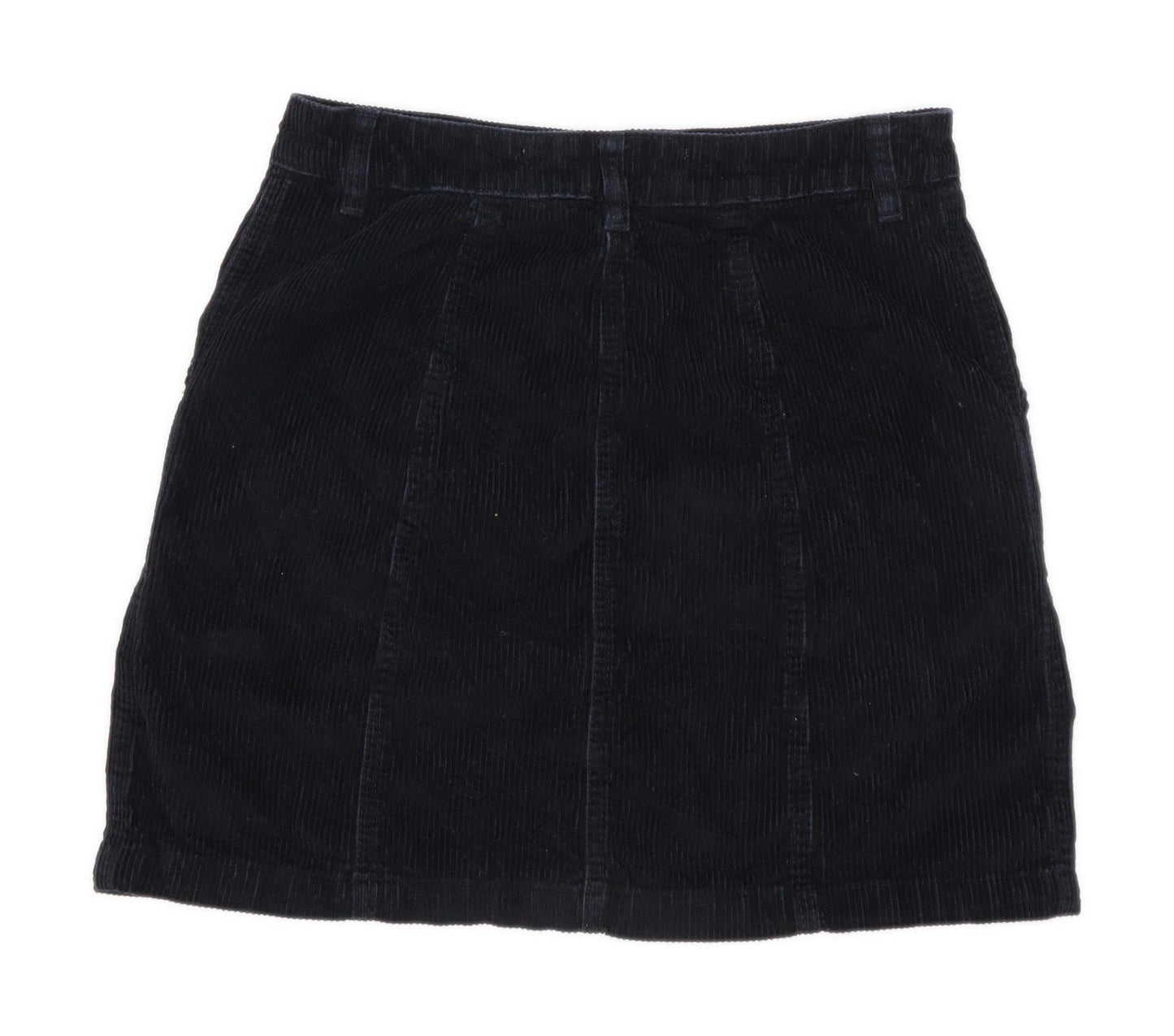Next Womens Size 8 Corduroy Black A-Line Skirt (Regular)