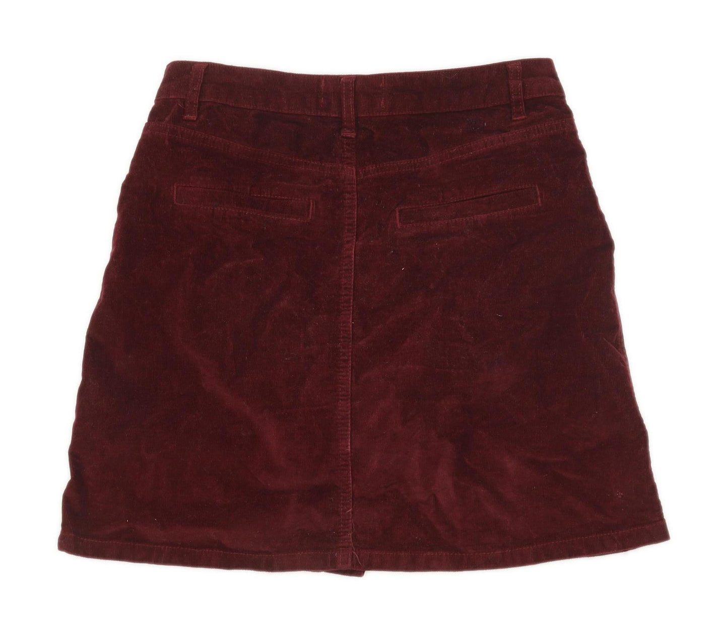 New Look Womens Size 8 Cotton Blend Textured Red Skirt (Regular)