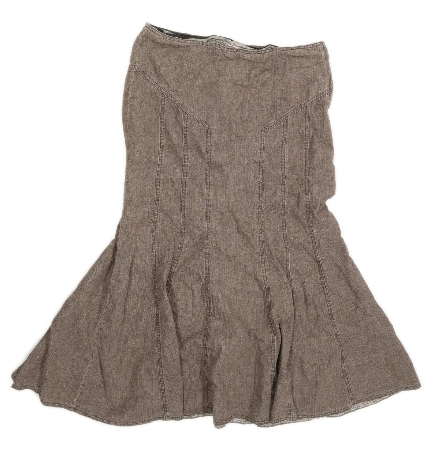 Marks & Spencer Womens Size 14 Cotton Brown Skirt (Regular)