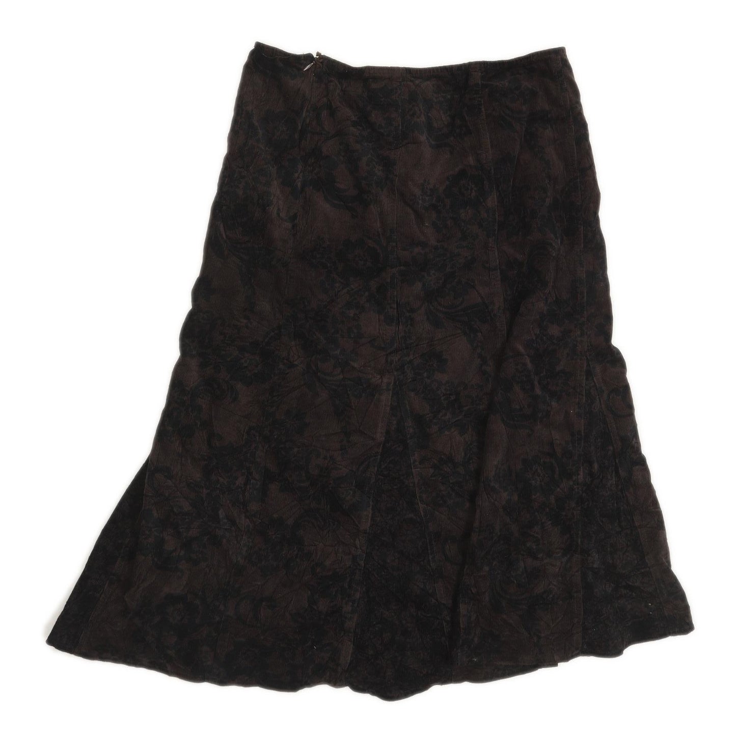 Marks & Spencer Womens Size 14 Cotton Floral Brown Skirt (Regular)