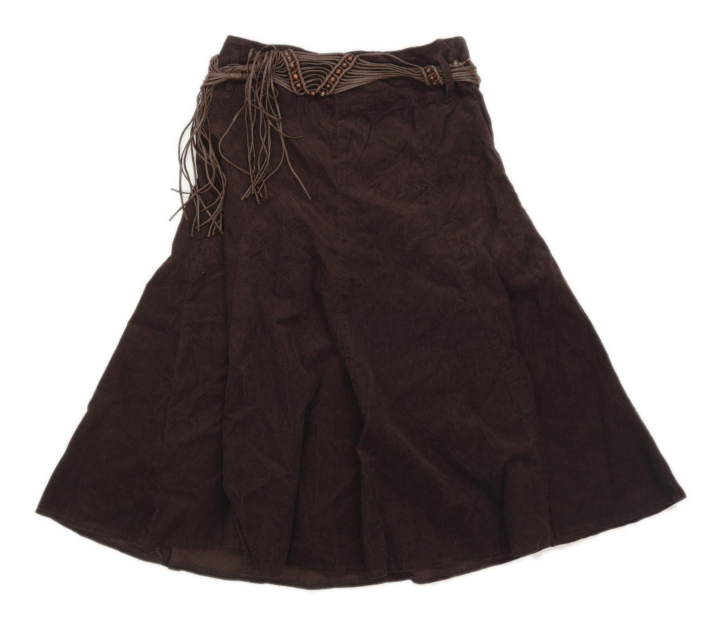 Papaya Womens Size 12 Cotton Textured Brown Skirt (Regular)