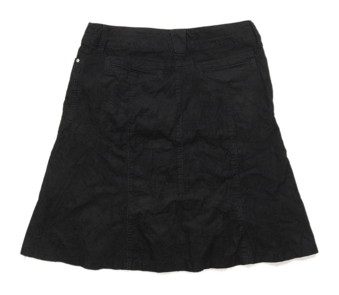 Next Womens Size 14 Corduroy Textured Black Skirt (Regular)