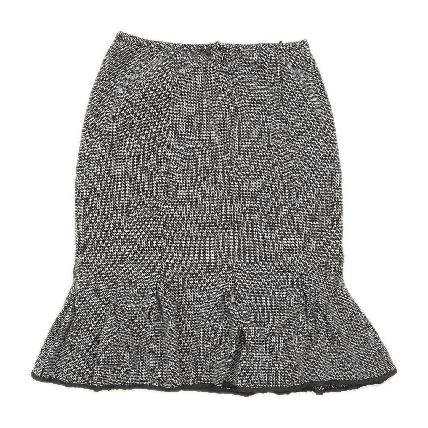 Marks & Spencer Womens Size 10 Geometric Black Flare Skirt (Regular)