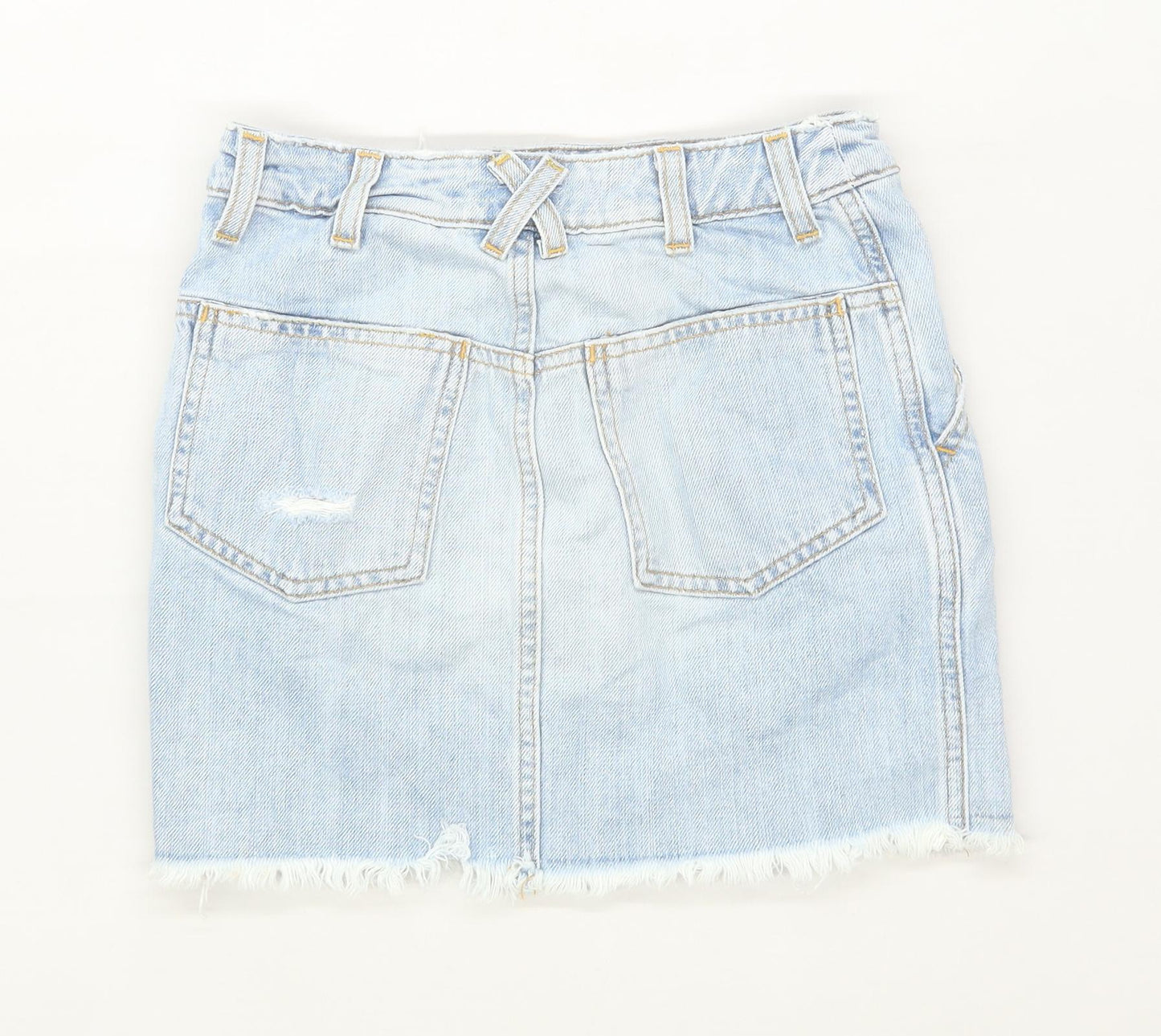 H&M Womens Size 4 Denim Blue Distressed Skirt (Regular)