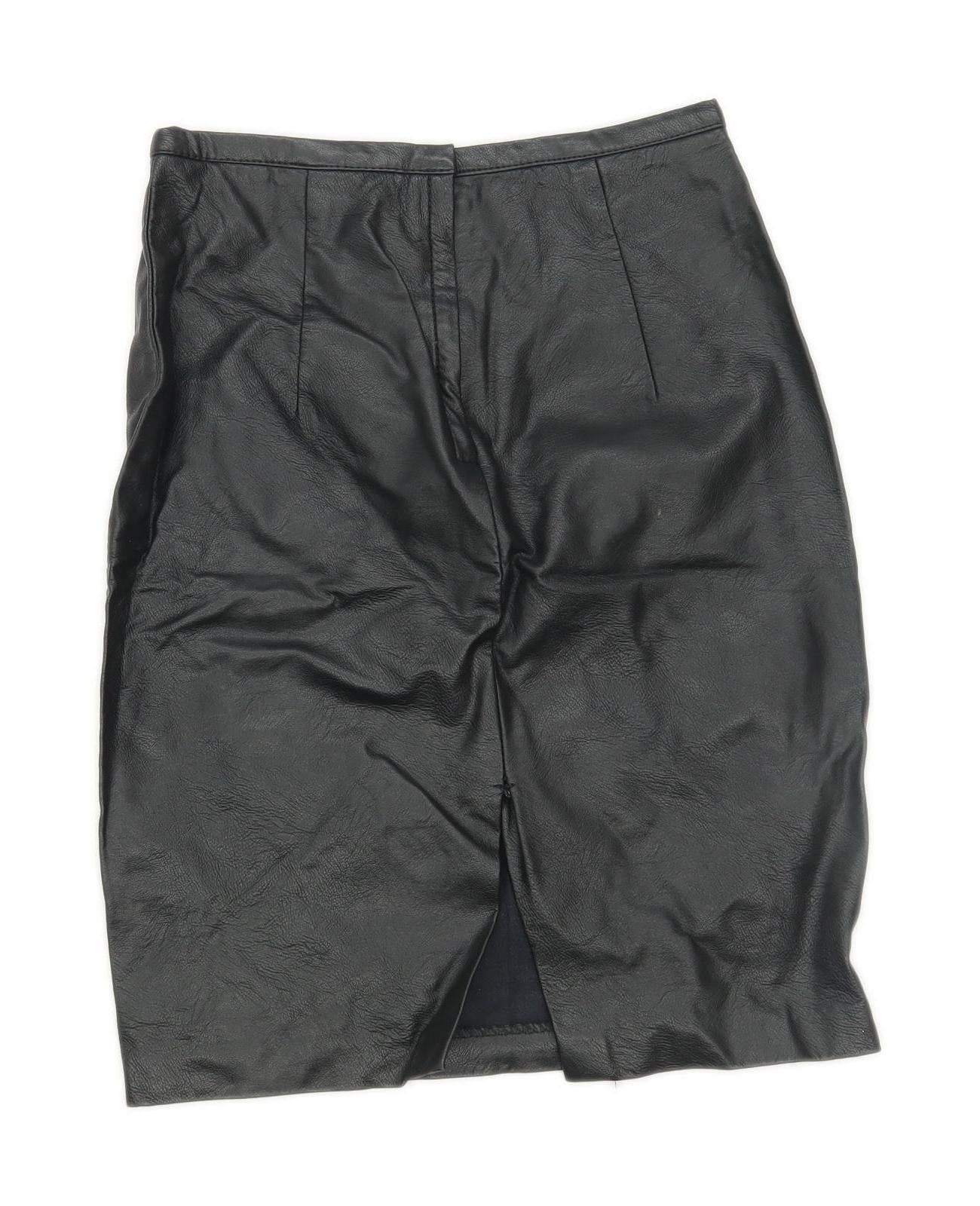 H&M Womens Size 4 Polyurethane Blend Black Skirt (Regular)