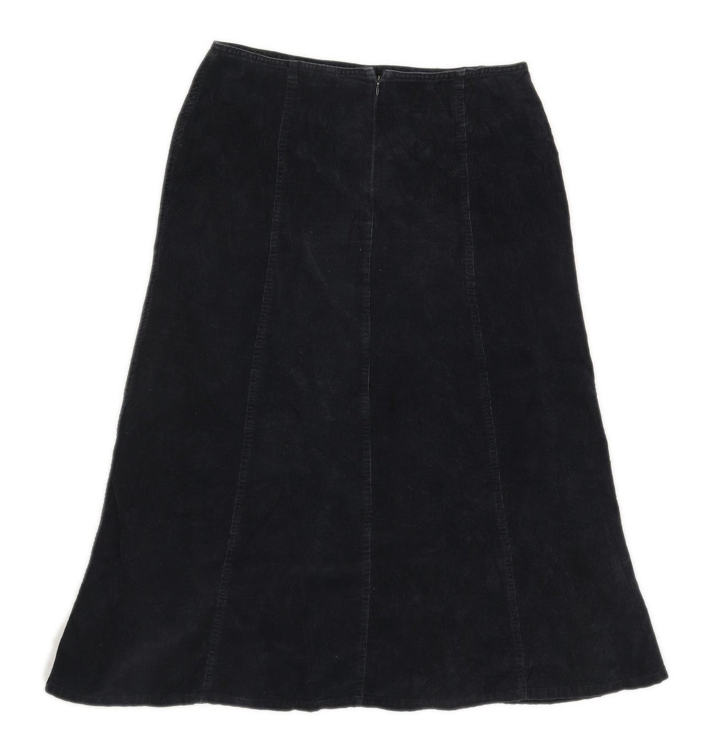 BHS Womens Size 12 Corduroy Textured Black Skirt (Regular)