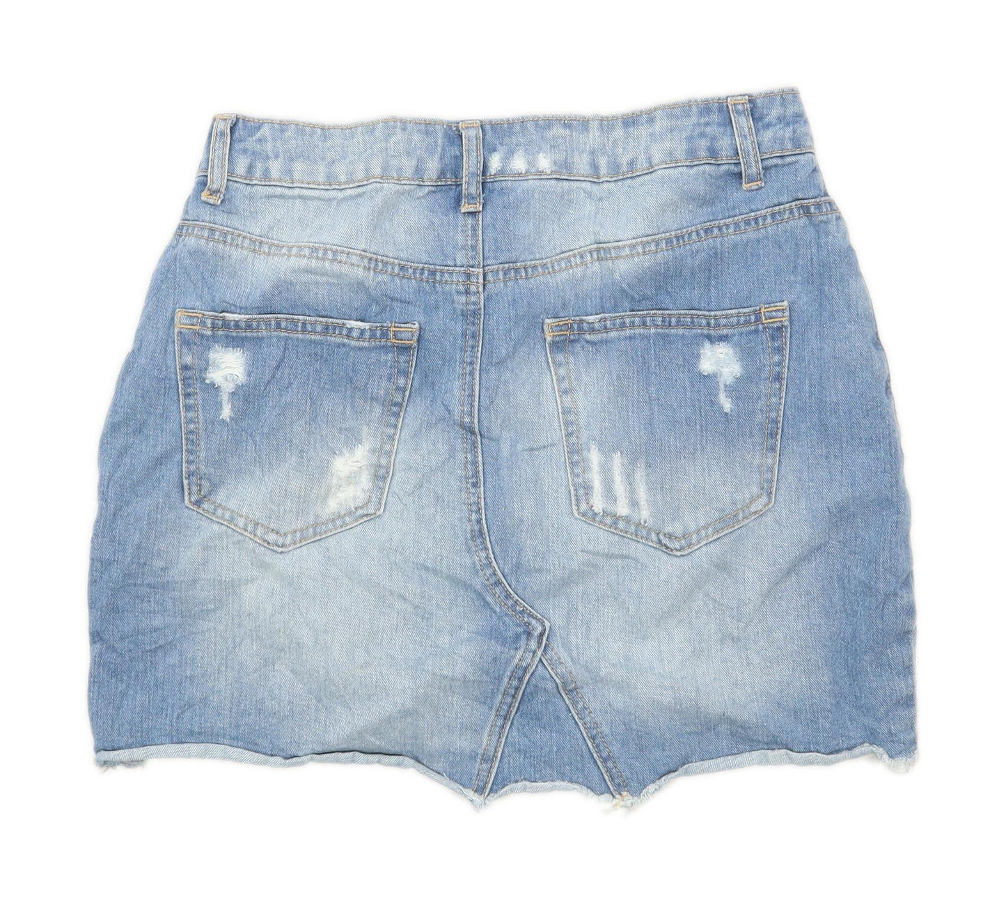Denim Co Womens Size 10 Denim Blue Distressed Skirt (Regular)