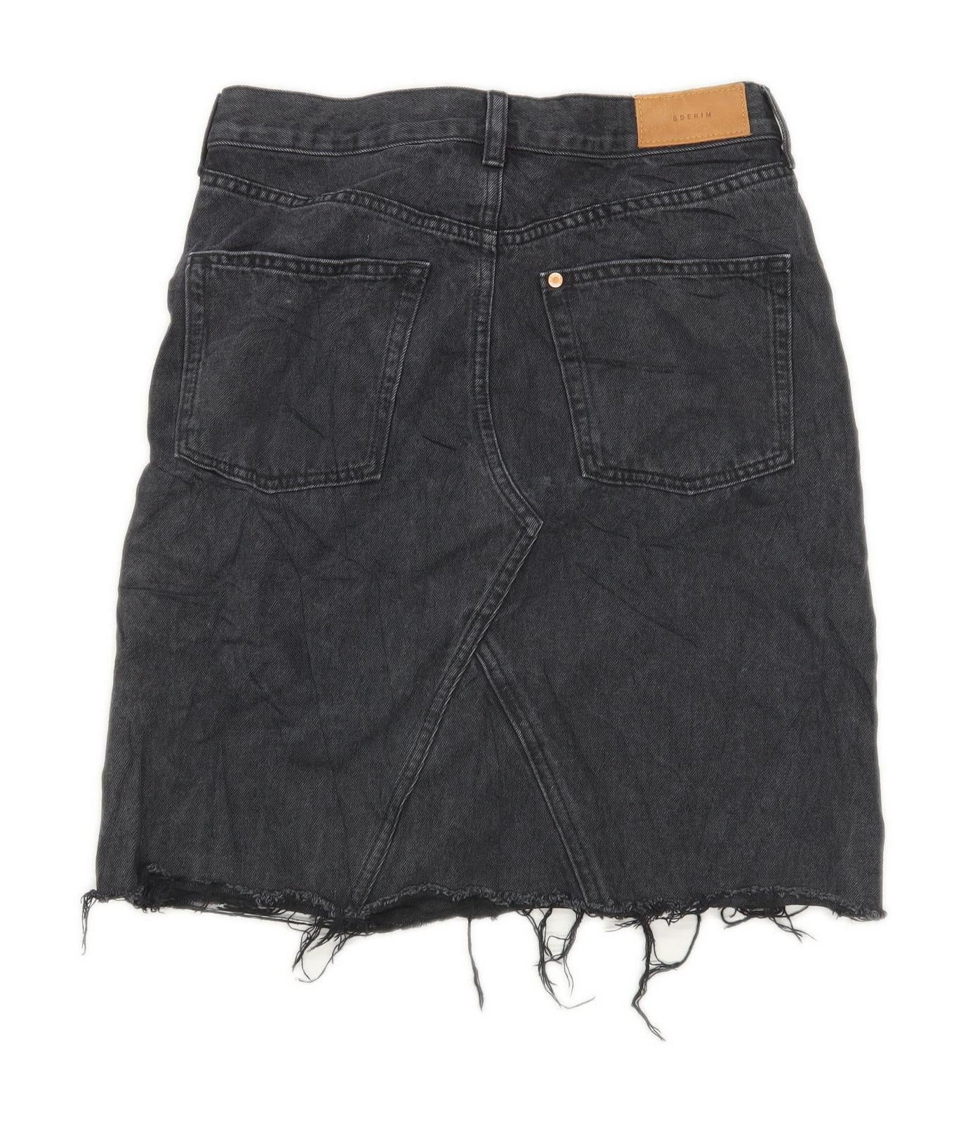 & Denim Womens Size 8 Denim Black Skirt (Regular)