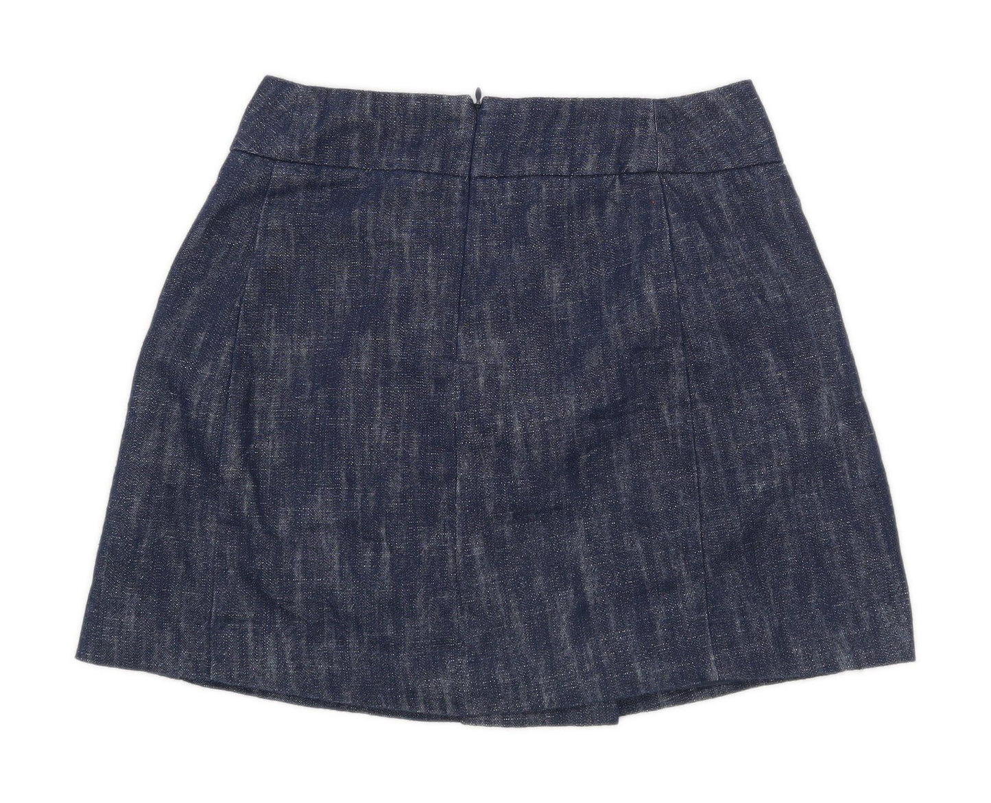 Mango Womens Size 8 Cotton Blend Blue Skirt (Regular)