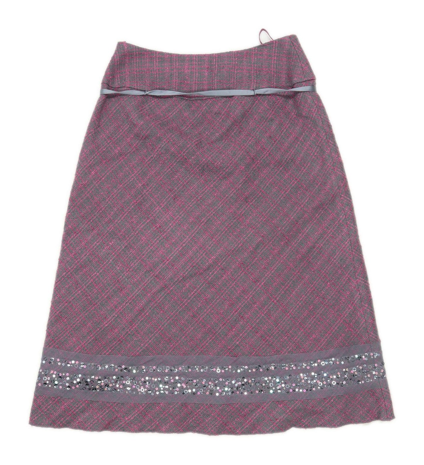 Monsoon Womens Size 8 Wool Blend Textured Purple Skirt (Regular)