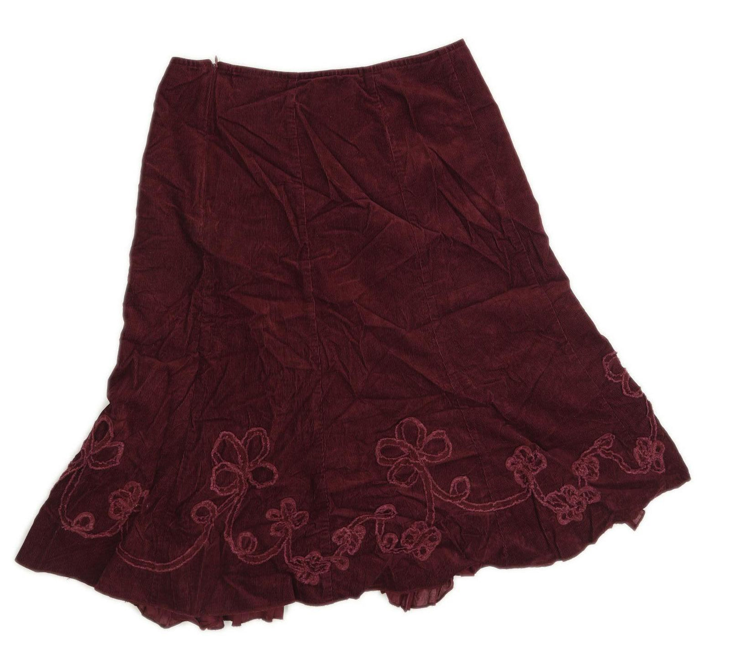 Marks & Spencer Womens Size 12 Corduroy Textured Red Skirt (Regular)