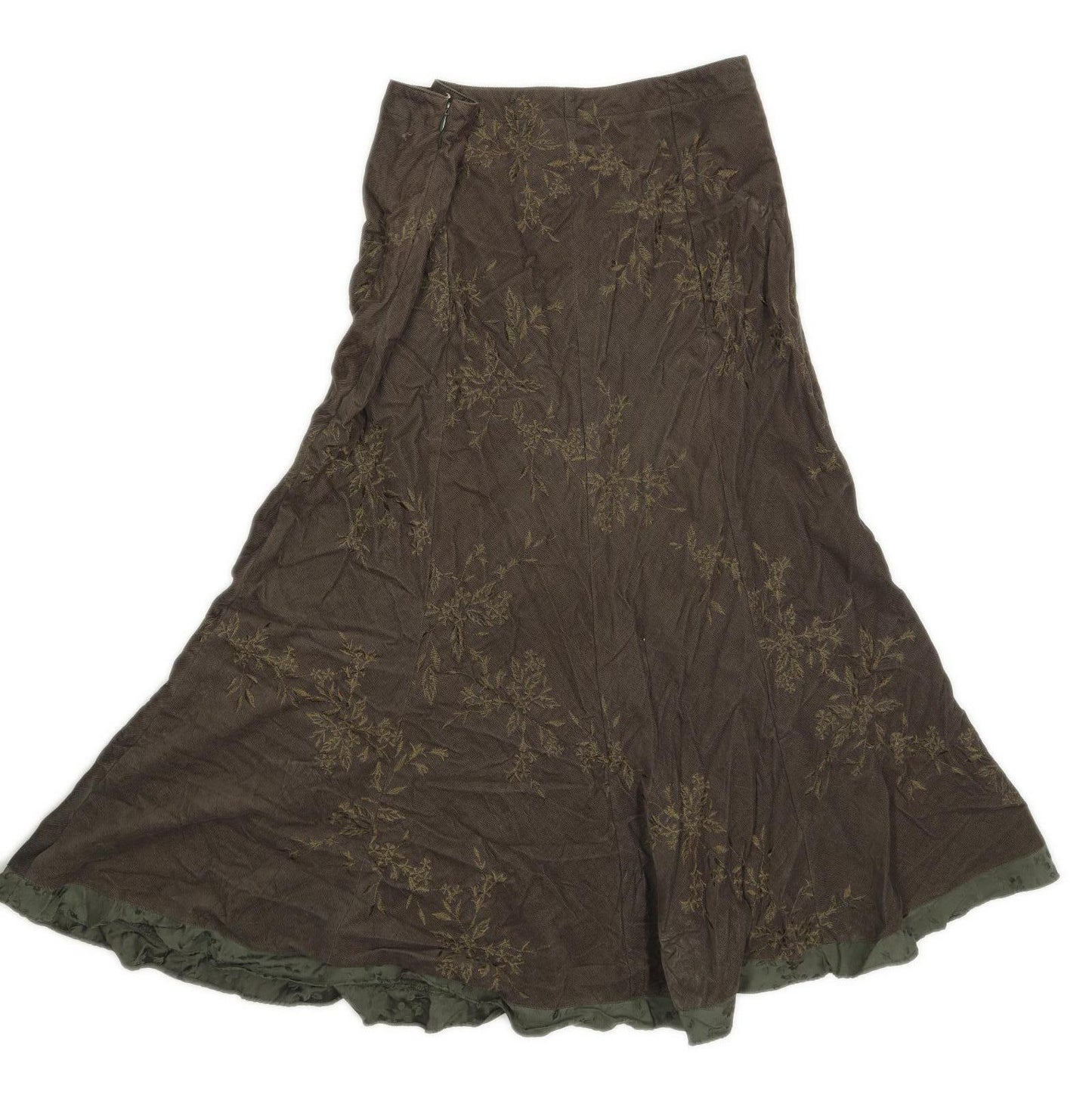 Monsoon Womens Size 12 Corduroy Textured Green Skirt (Regular)