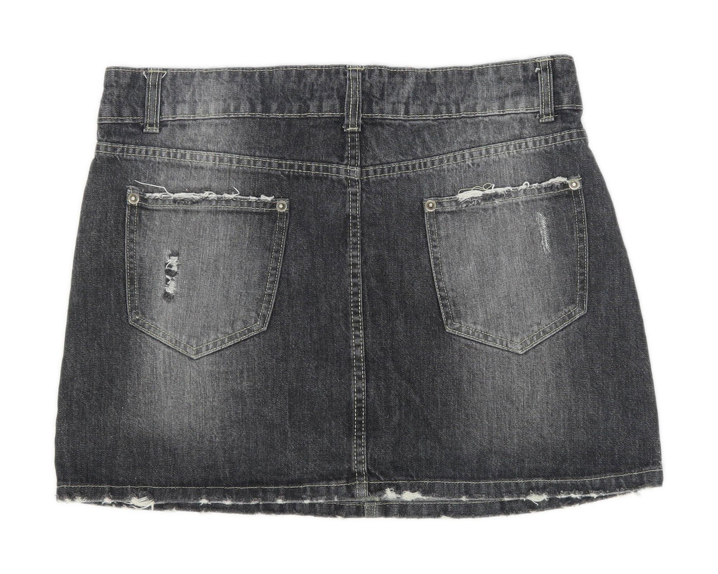 Dorothy Perkins Womens Size 14 Denim Black Skirt (Regular)