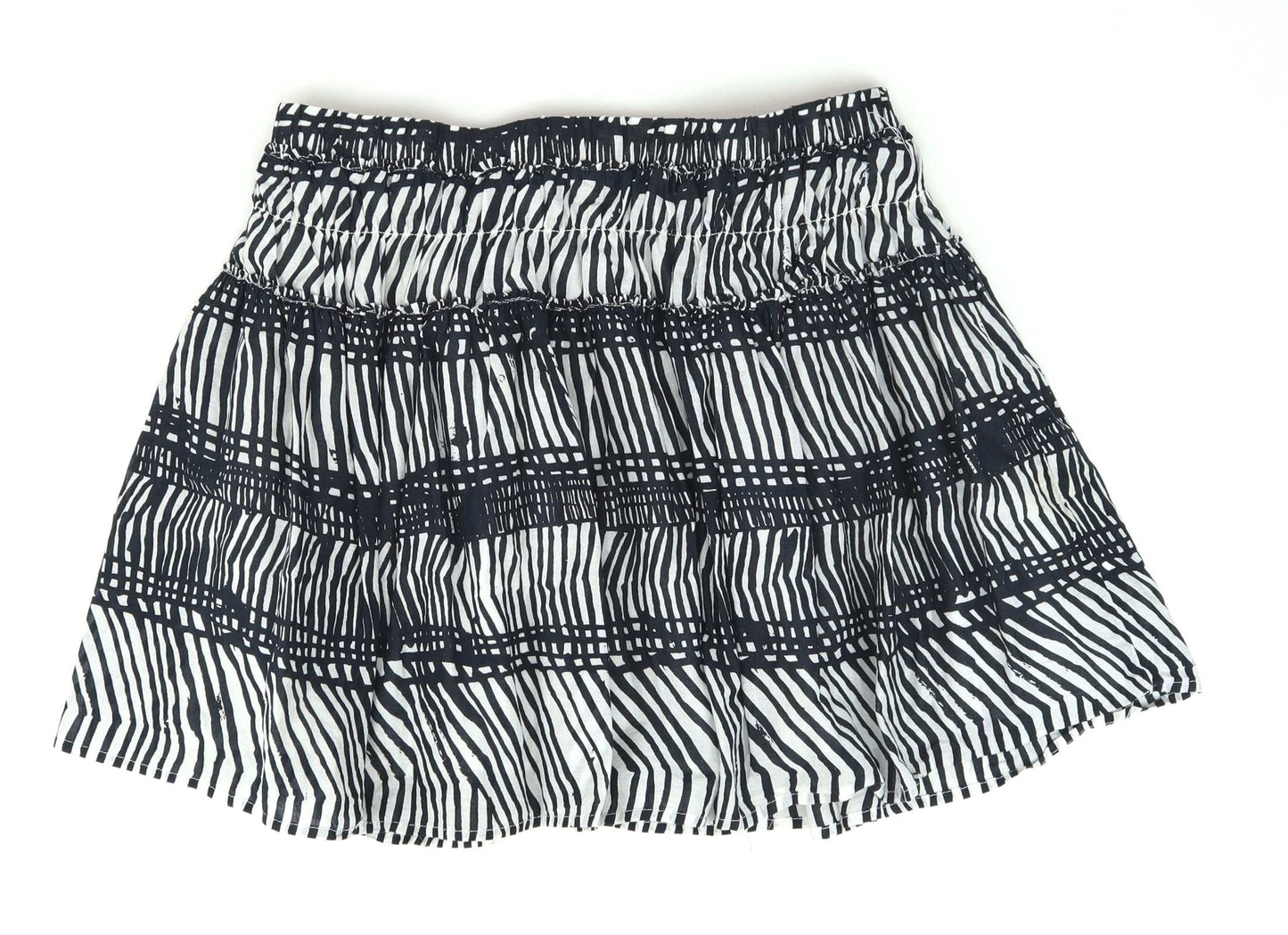 H&M Womens Size M Grey Striped Cotton Blend Skirt (Regular)