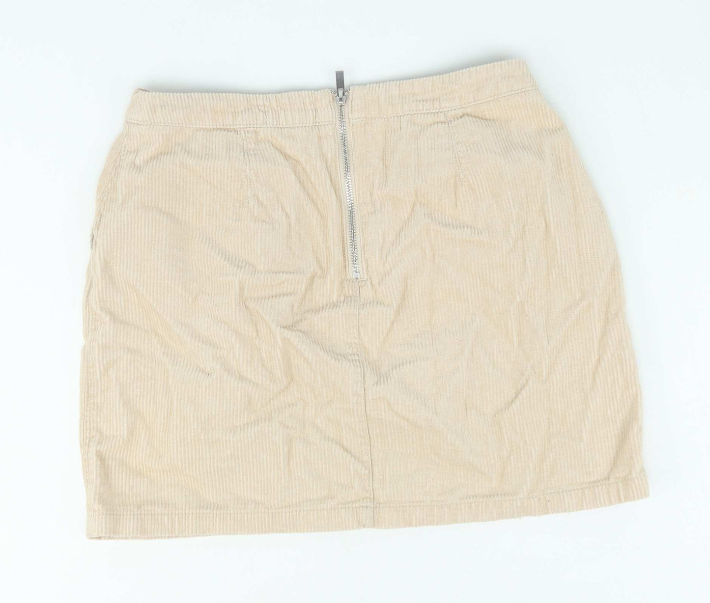 New Look Womens Size 10 Beige Cotton Corduroy Skirt (Regular)