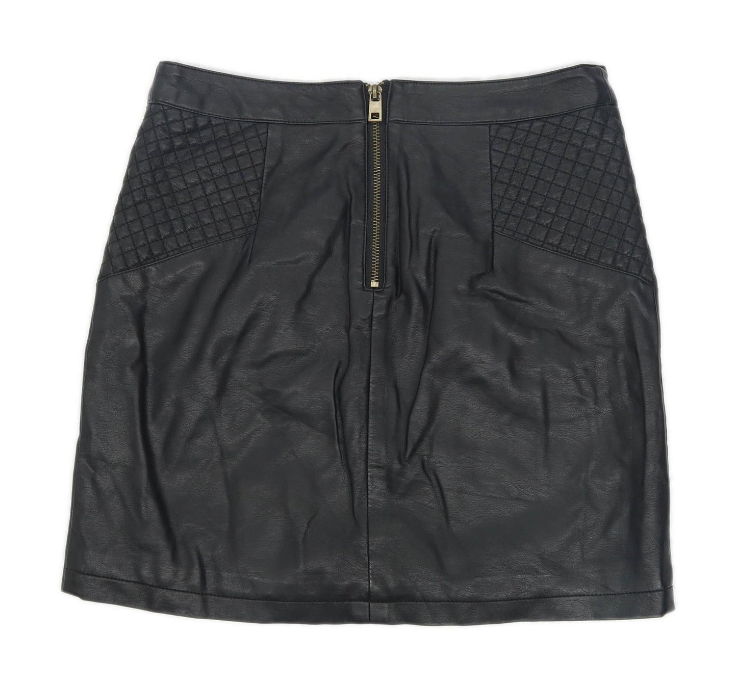 Dorothy Perkins Womens Size 8 Black Faux Leather Skirt (Regular)