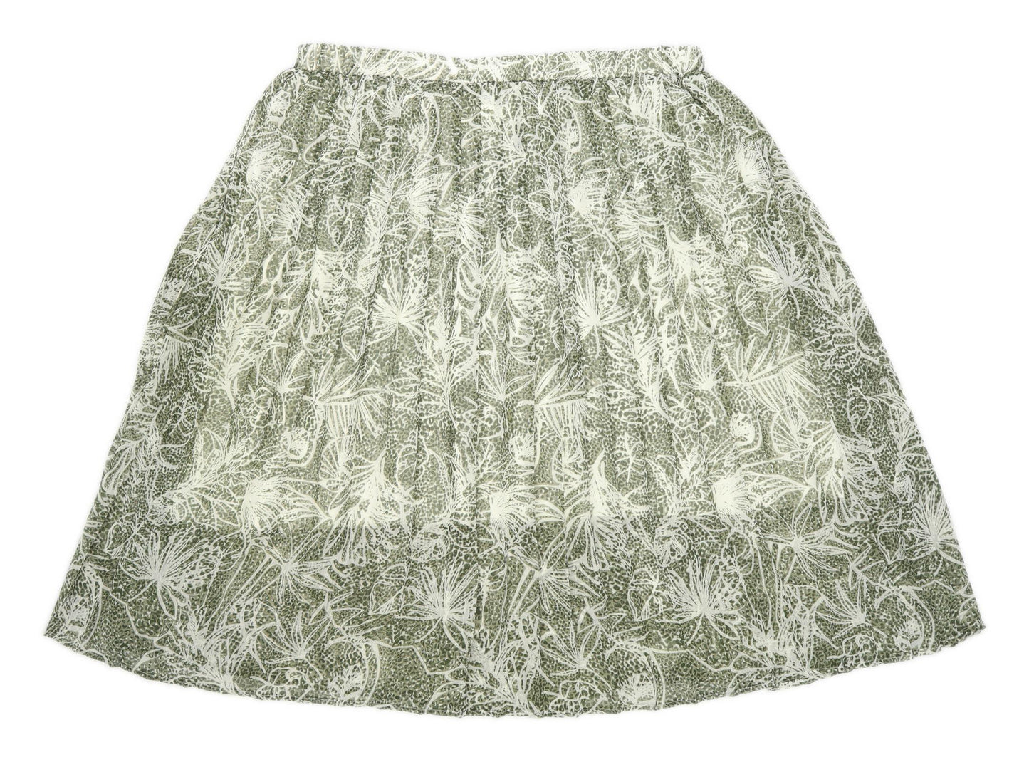 Bonmarche Womens Size 24 Floral Green Pleated Skirt (Regular)