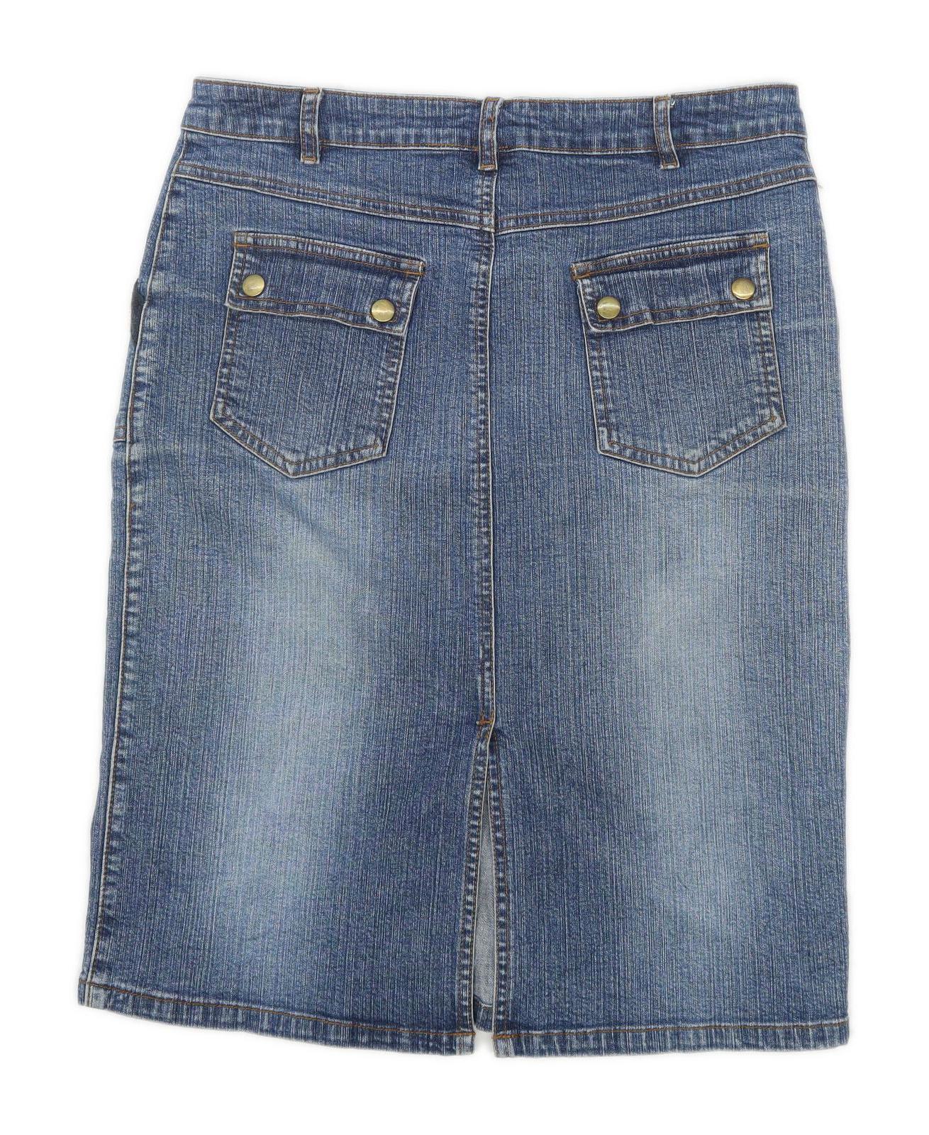 Bay Womens Size 12 Denim Blue Pencil Skirt (Regular)
