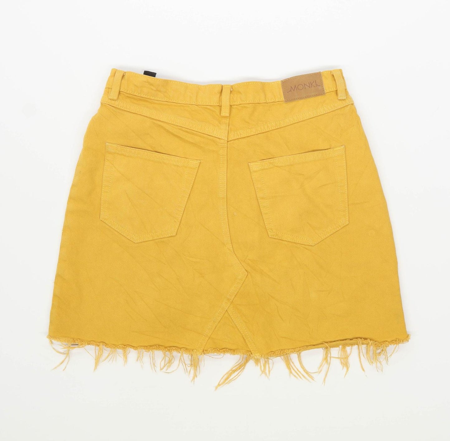Monki Womens Size 12 Denim Yellow Skirt (Regular)