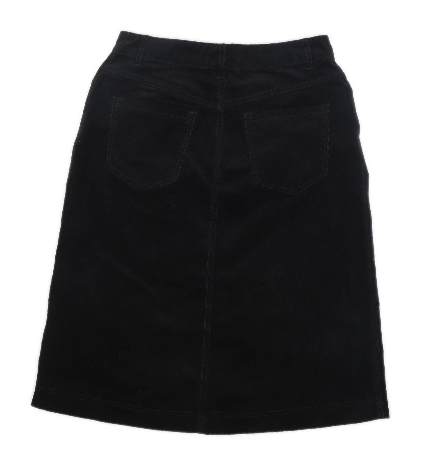 Marks & Spencer Womens Size 8 Cotton Black Pencil Skirt (Regular)