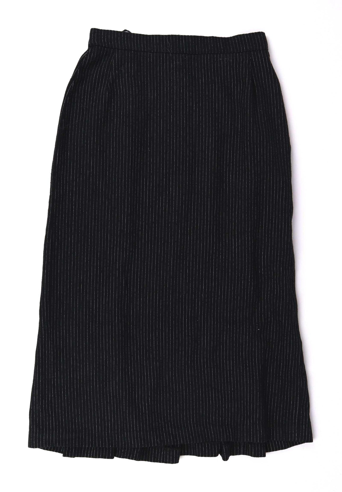 Preworn Womens Size 12 Black Striped Pencil Skirt (Regular)