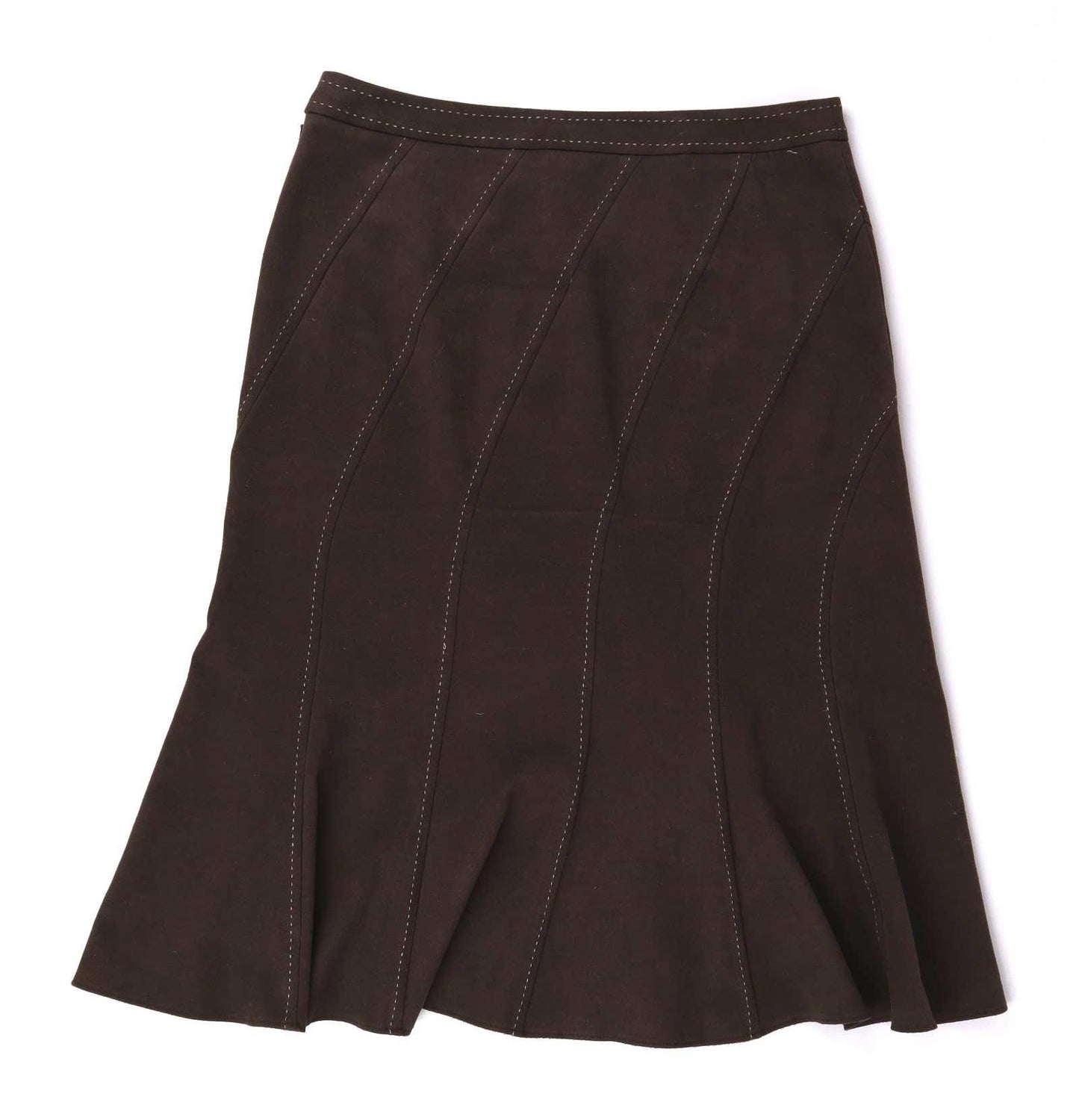Next Womens Size 10 Brown Striped A-Line Skirt (Regular)