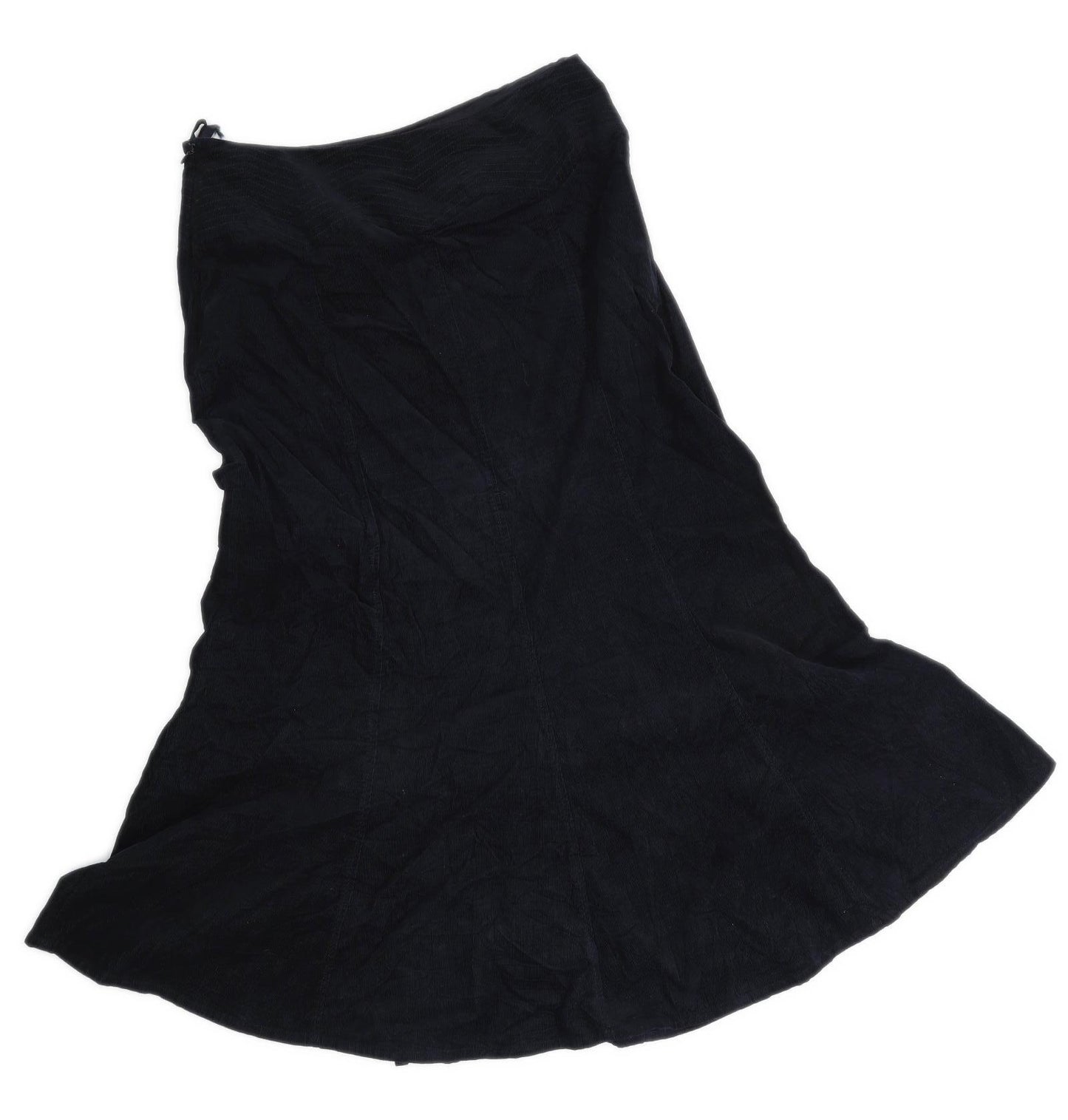 Laura Ashley Womens Size 12 Corduroy Black Flare Skirt (Regular)