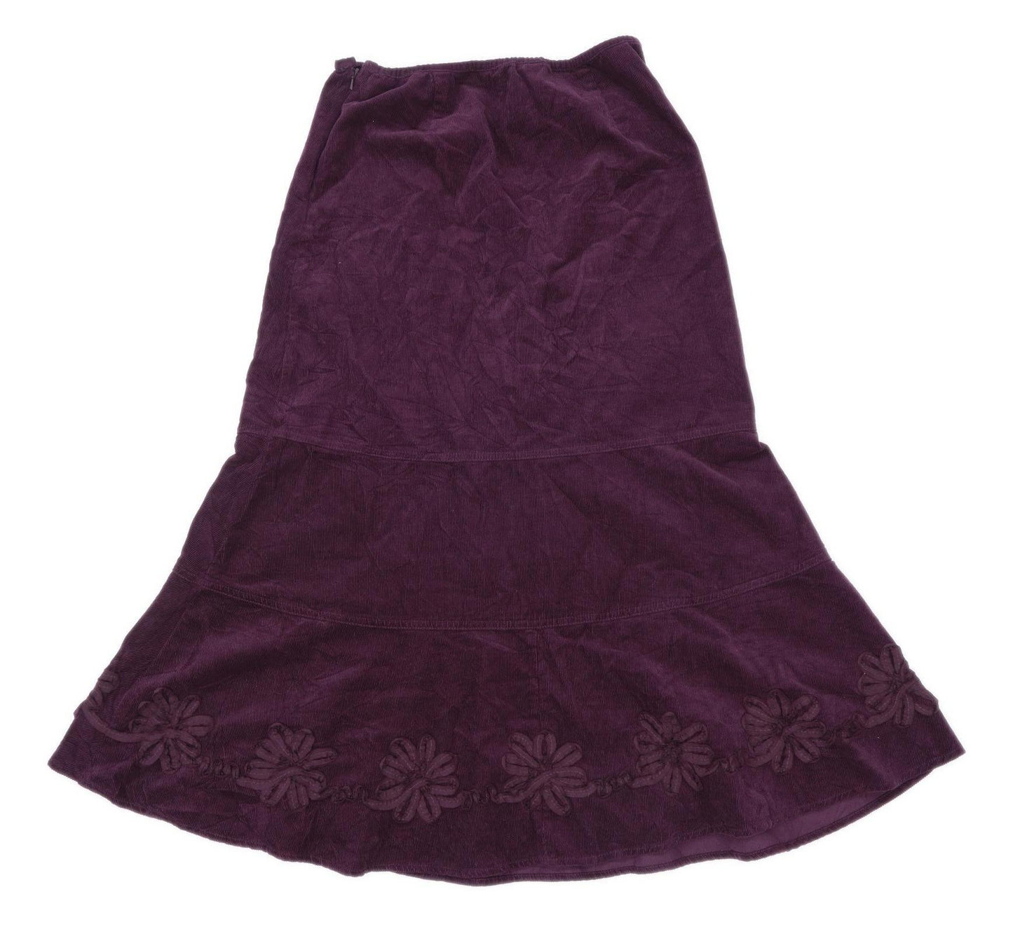 Debenhams Womens Size 10 Corduroy Floral Burgundy Flare Skirt (Regular)