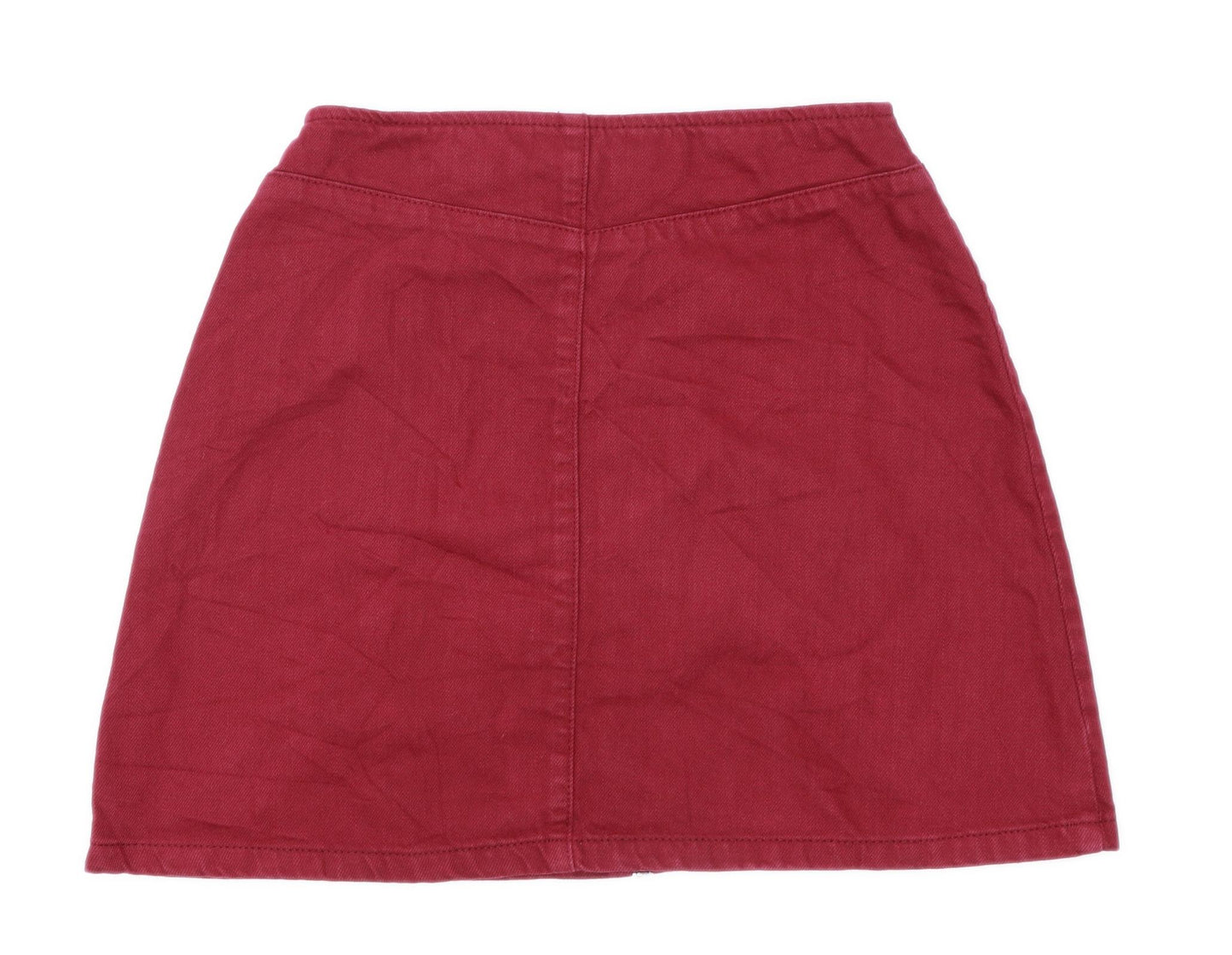 Asos Womens Size 8 Denim Burgundy A-Line Skirt (Regular)