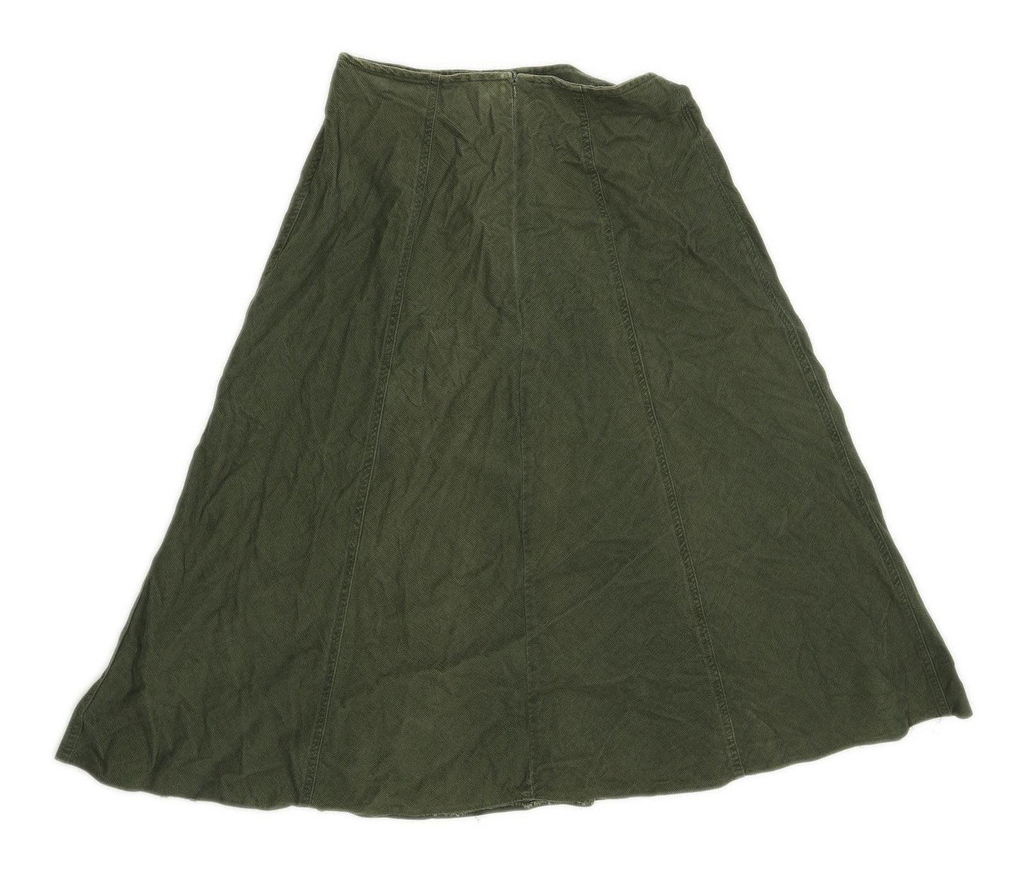 Marks & Spencer Womens Size 14 Cotton Textured Green Skirt (Regular)