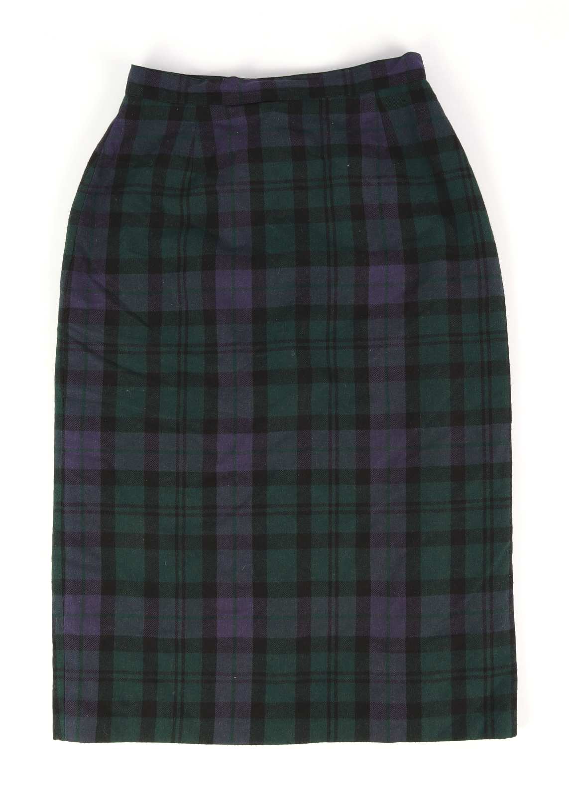 Preworn Womens Size 12 Green Check Skirt (Regular)