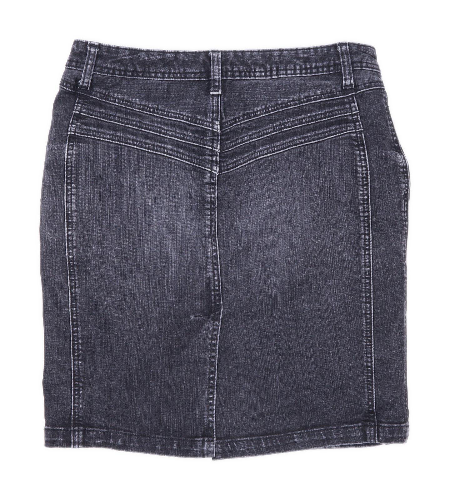 Divided Womens Size 8 Denim Black Pencil Skirt (Regular)