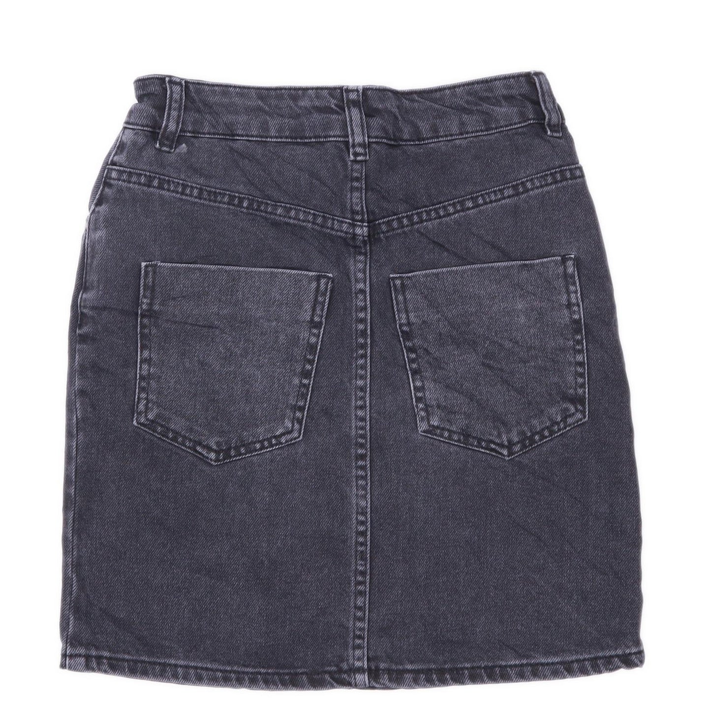 Asos Womens Size 2 Denim Black Pencil Skirt (Regular)