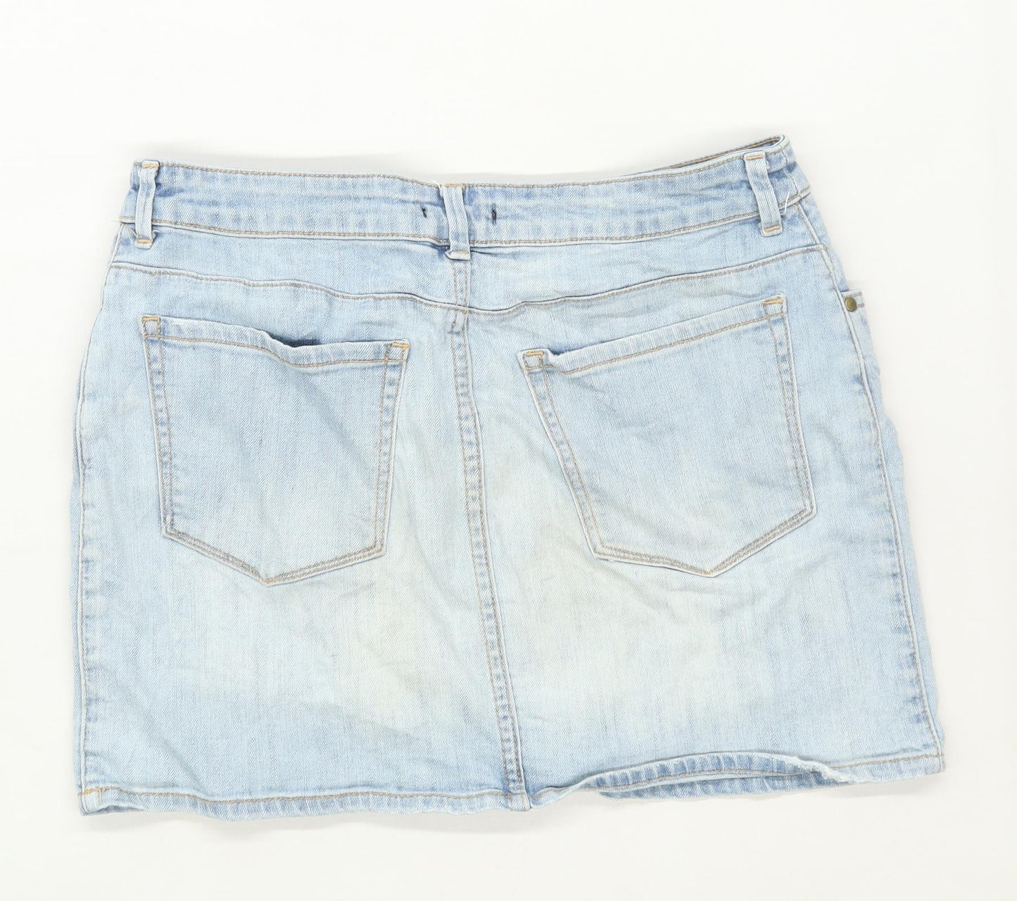 H&M Womens Size 10 Denim Textured Blue Skirt (Regular)