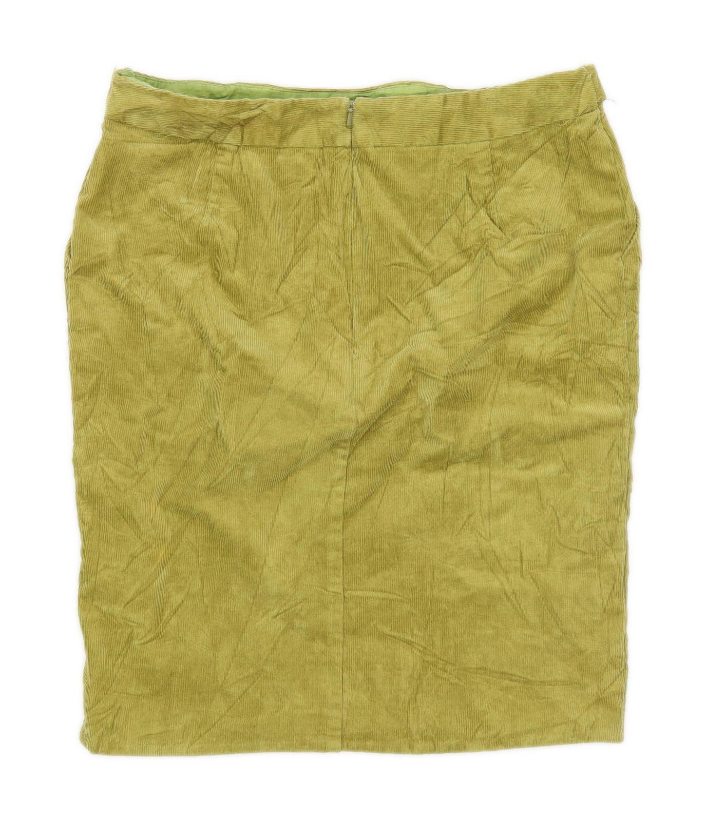 Laura Ashley Womens Size 14 Corduroy Blend Textured Green Skirt (Regular)