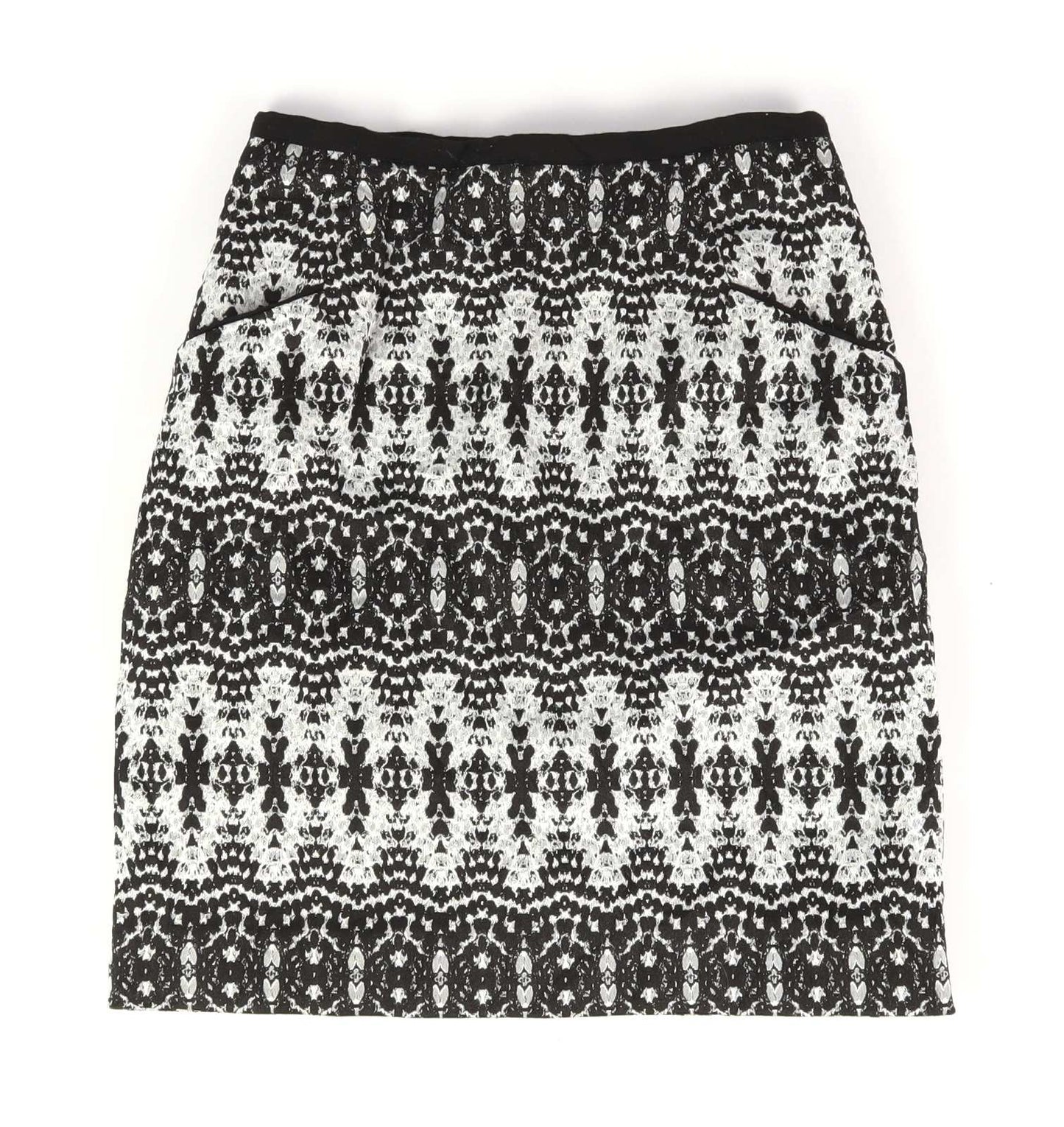 H&M Womens Size W22 Black Abstract Skirt (Regular)