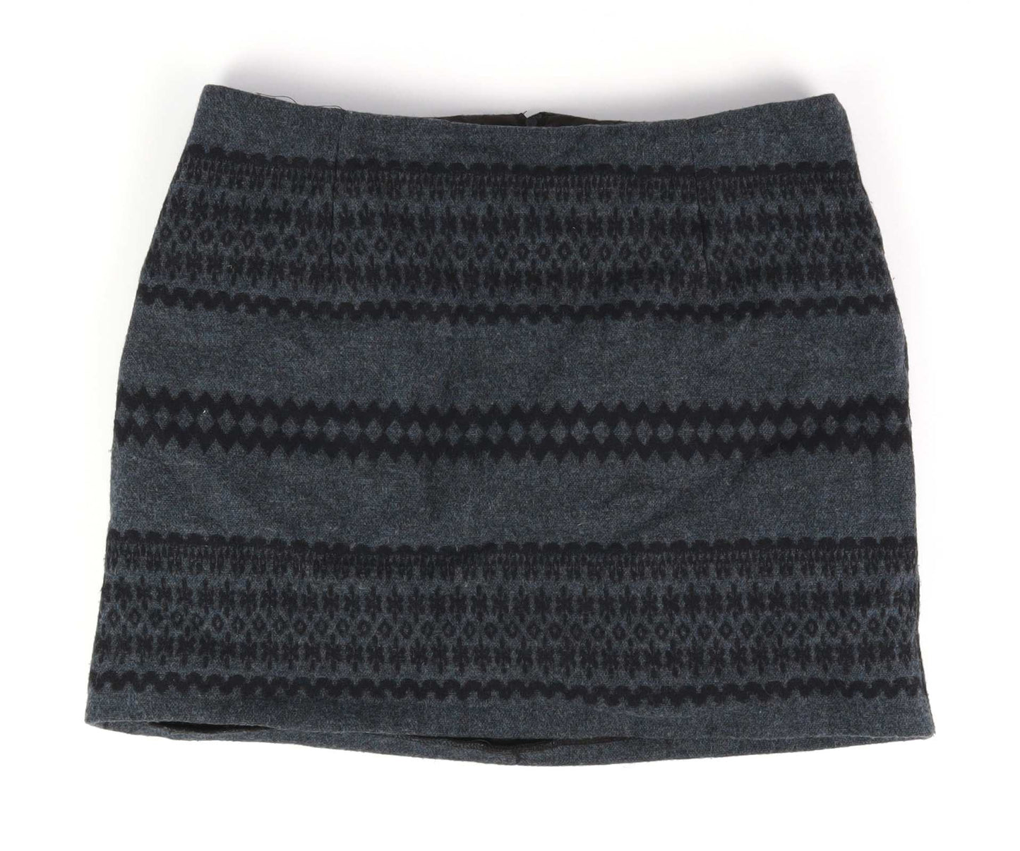 New Look Womens Size 12 Blue Geometric Skirt (Regular)