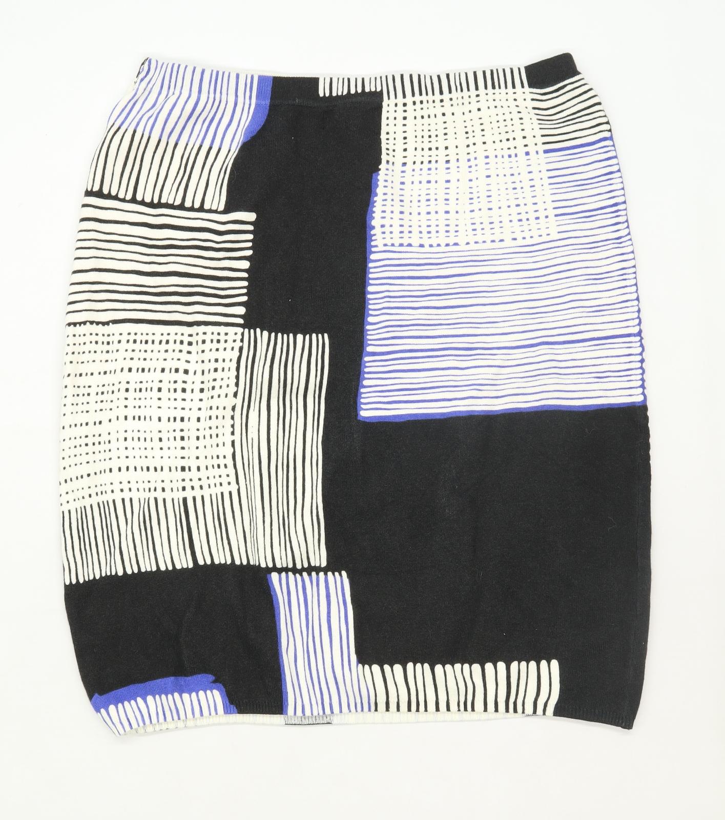 Next Womens Size 16 Cotton Blend Geometric Multi-Coloured Skirt (Regular)