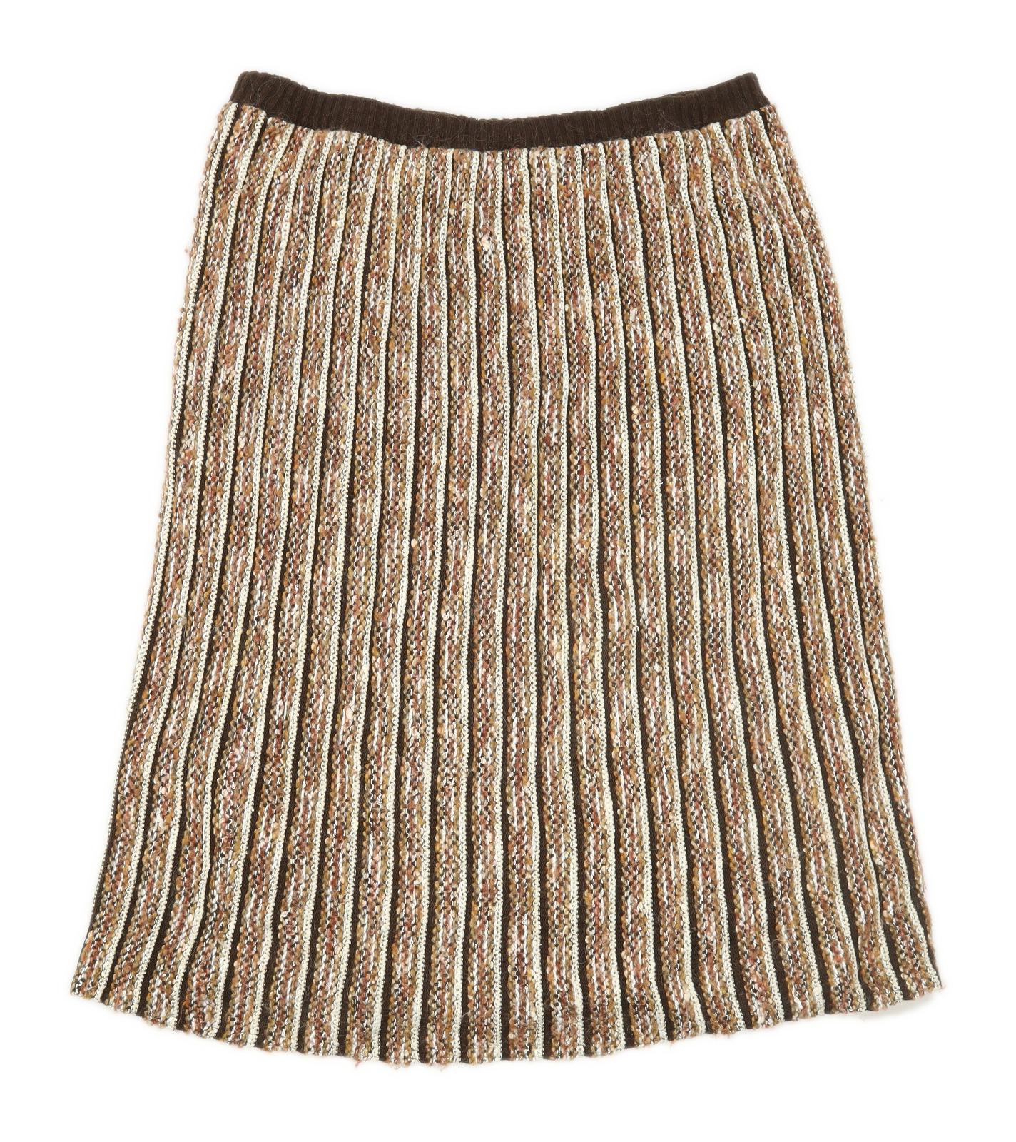Preworn Womens Size 14 Striped Beige Skirt (Regular)