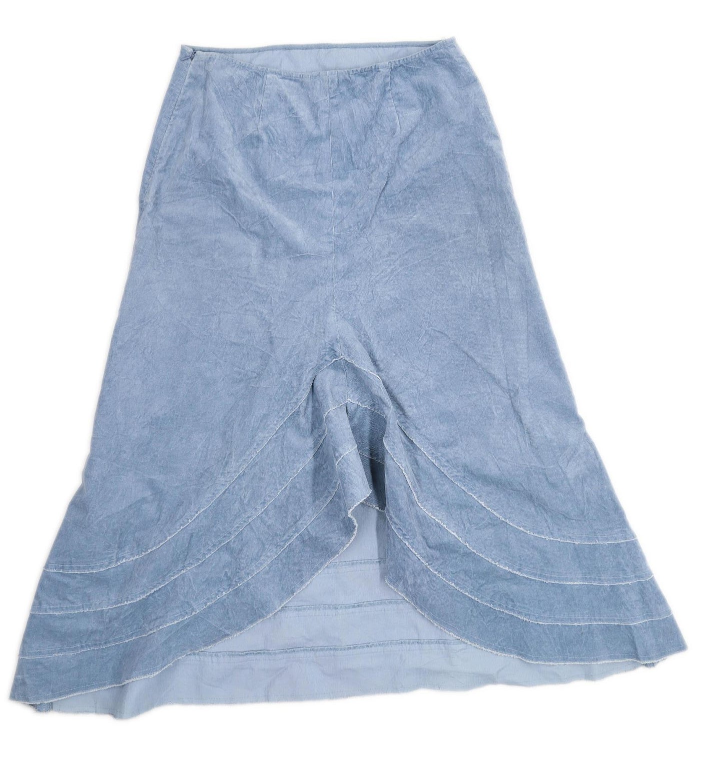Per Una Womens Size 14 Cotton Blend Textured Blue Skirt (Regular)