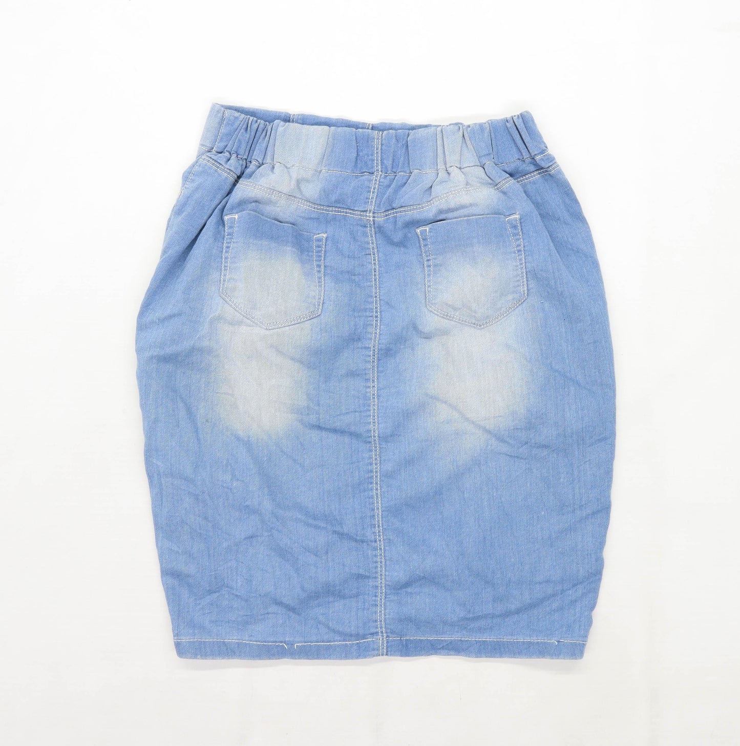 Papaya Womens Size 10 Denim Blue Skirt (Regular)